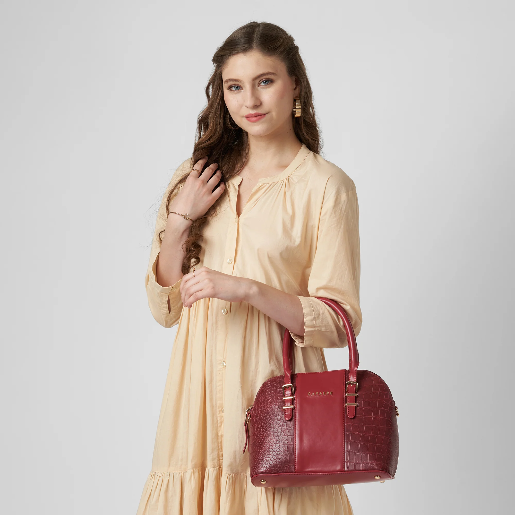 Caprese  Macie Medium Cherry Lacquer Satchel Bag - Image 2