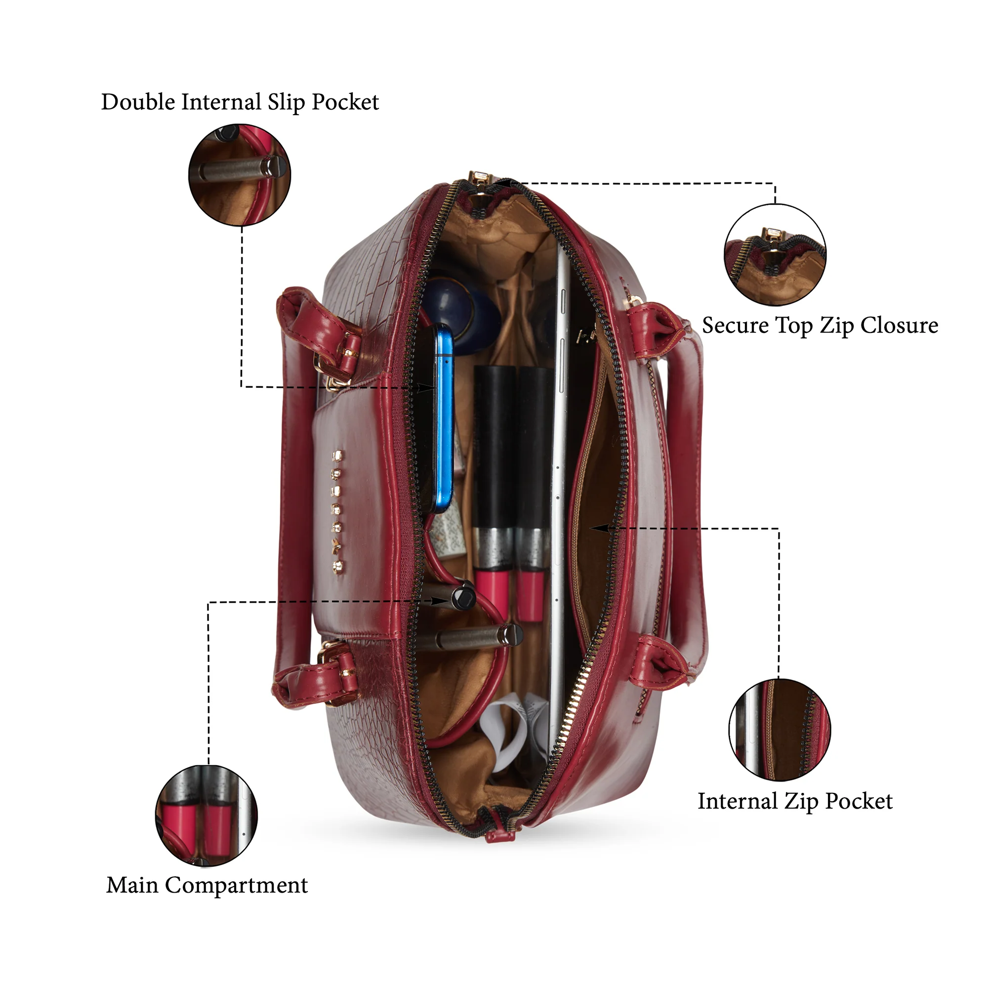 Caprese  Macie Medium Cherry Lacquer Satchel Bag - Image 7