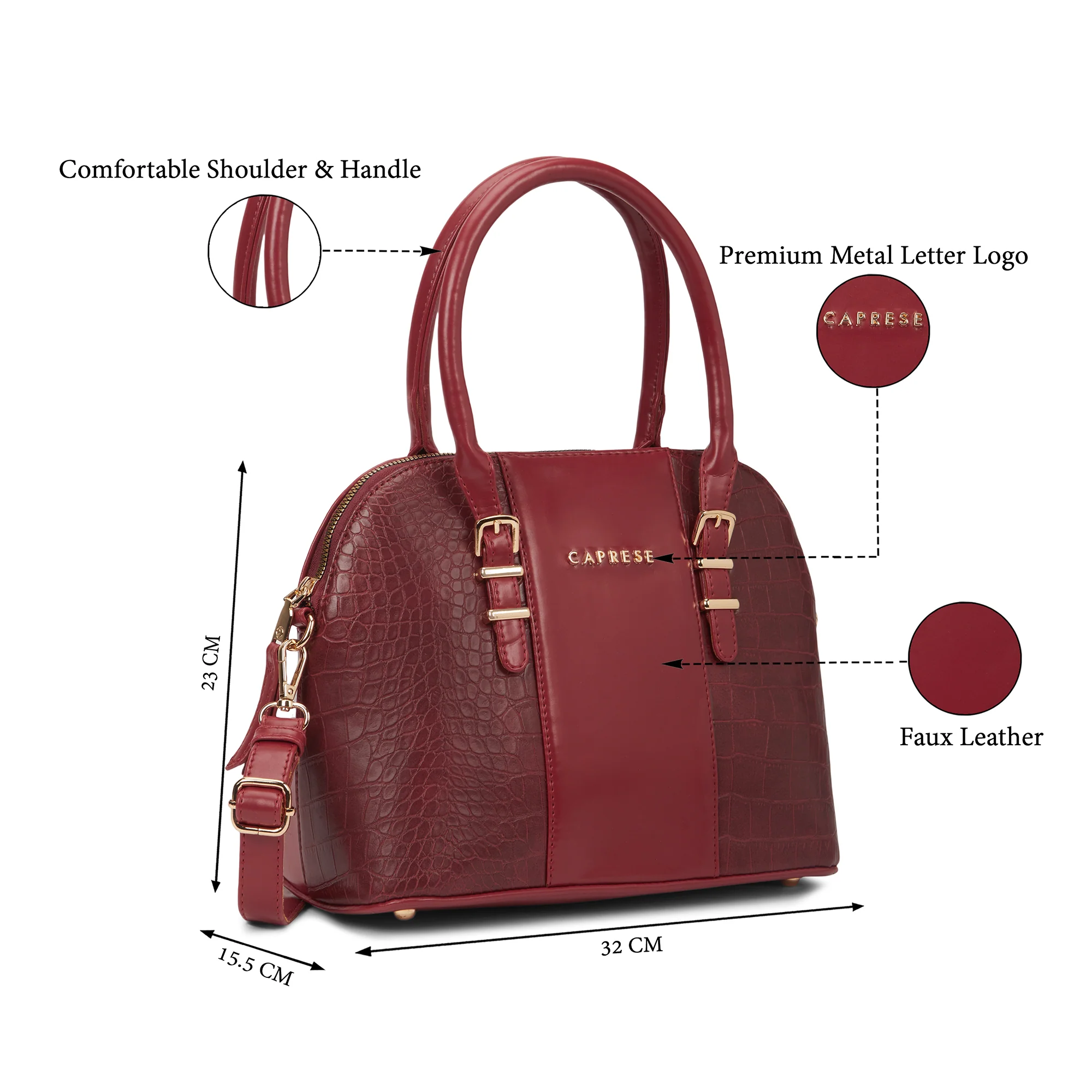 Caprese  Macie Medium Cherry Lacquer Satchel Bag - Image 8