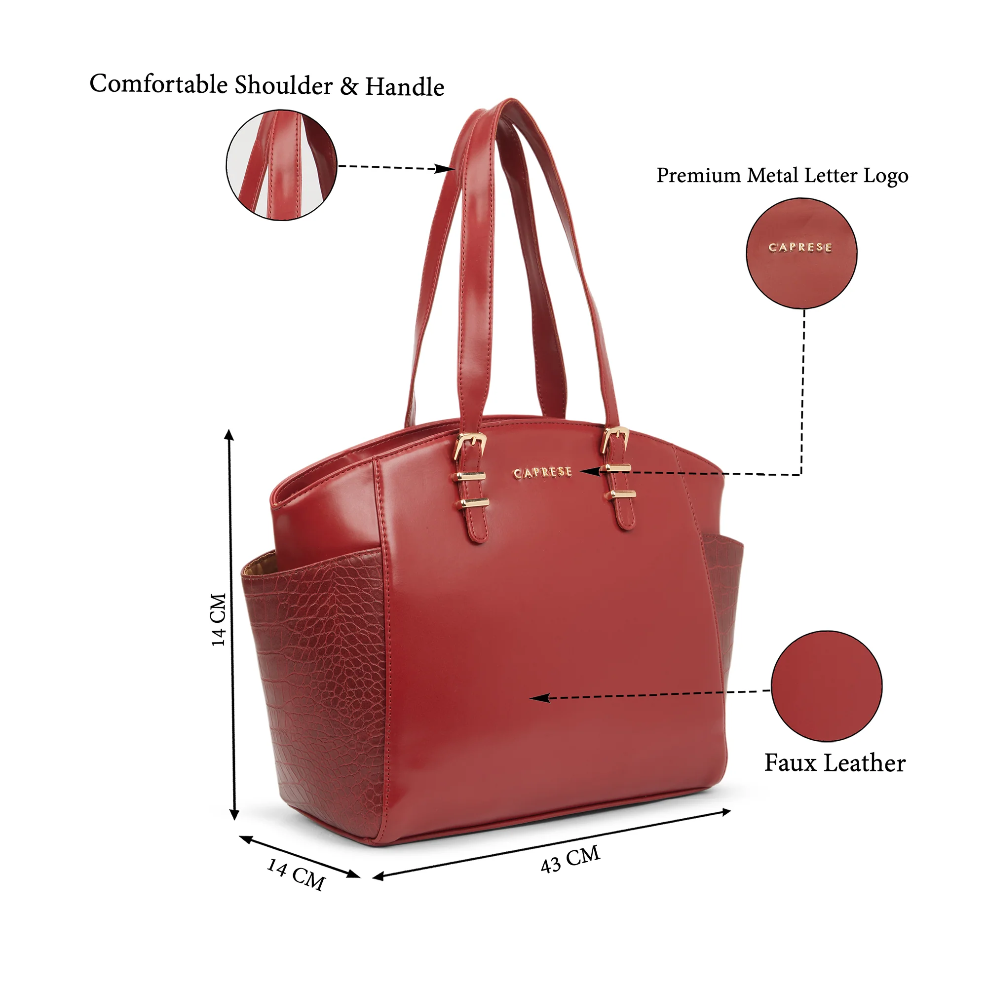 Caprese  Macie Medium Cherry Lacquer Tote Bag - Image 8