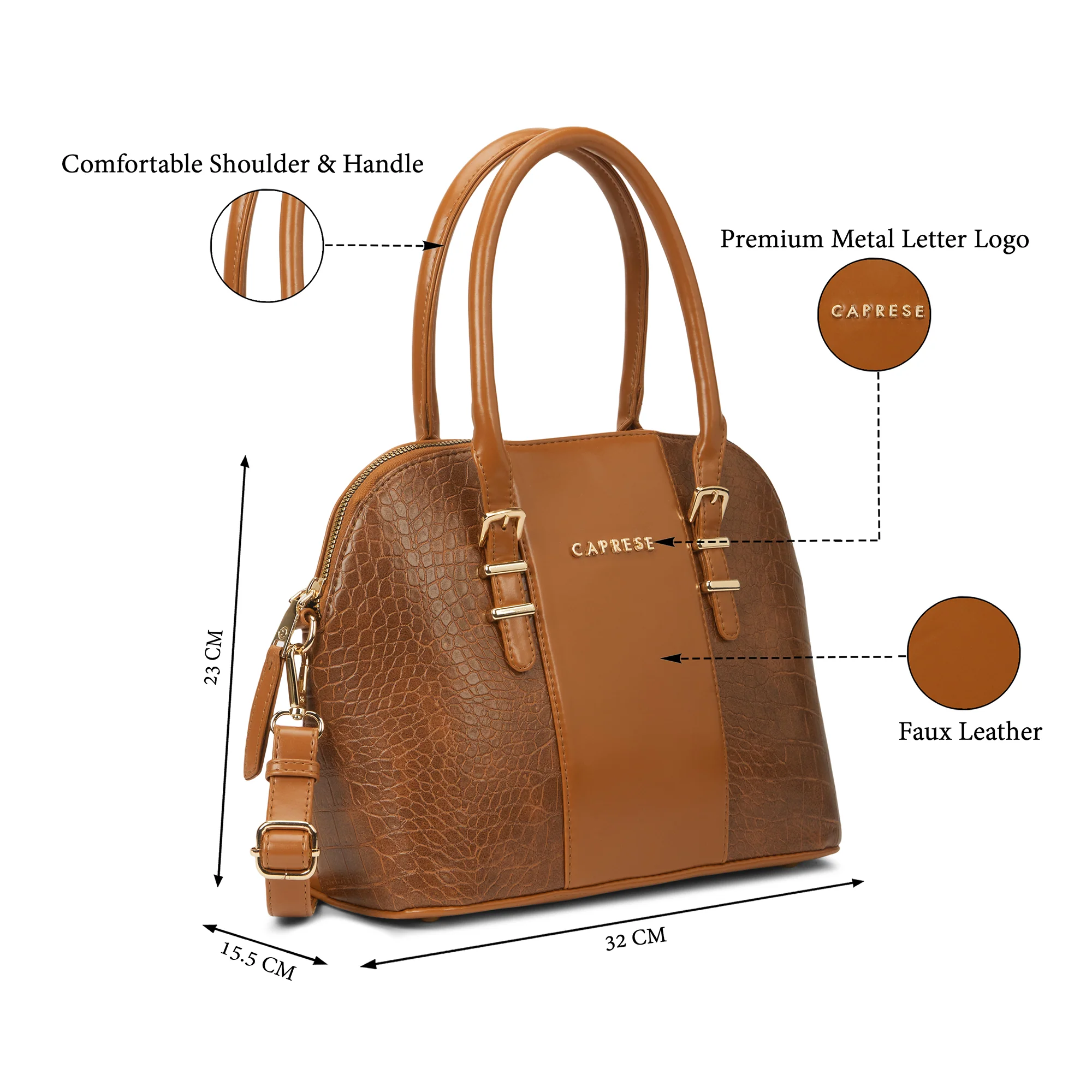 Caprese  Macie Medium Tan Satchel Bag - Image 8