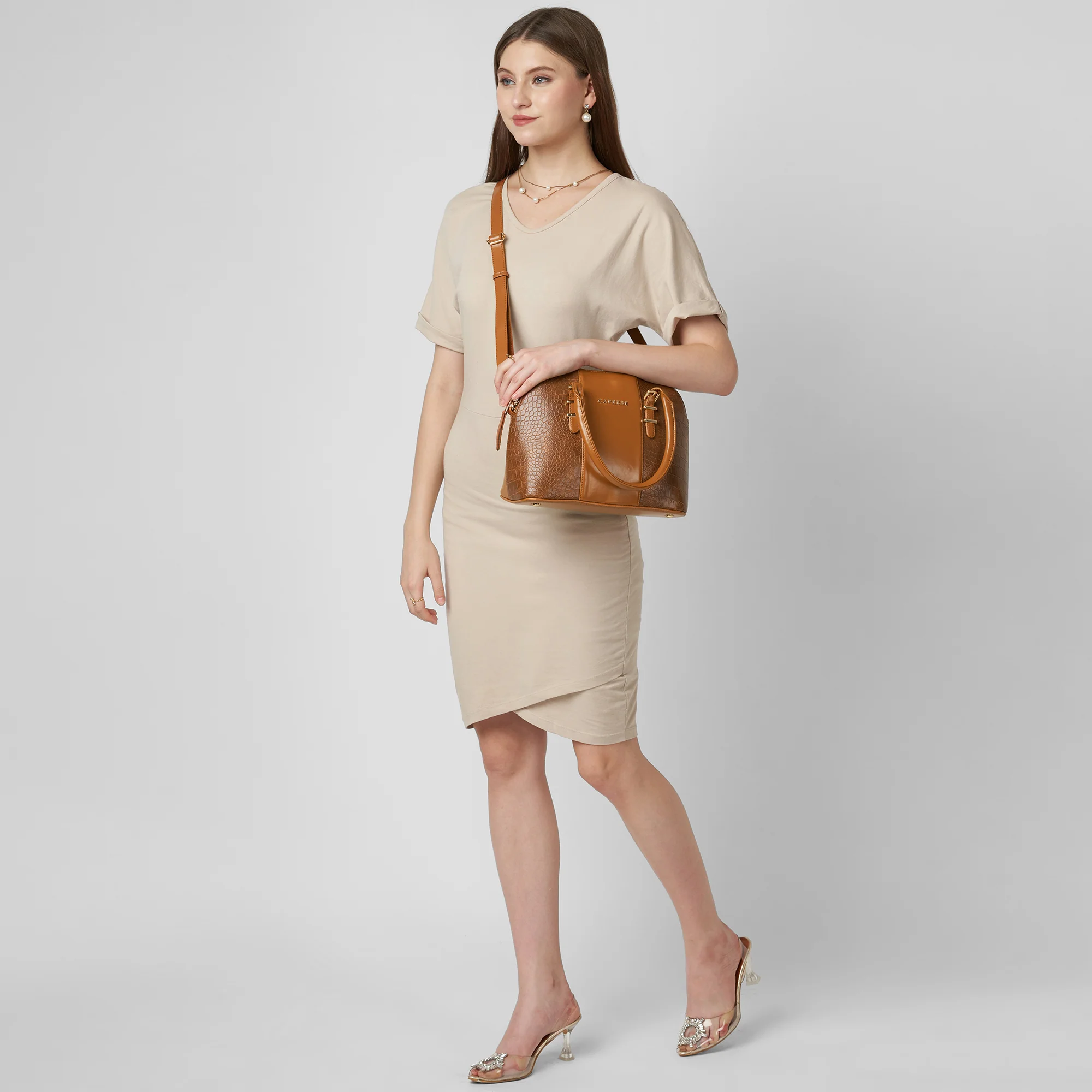 Caprese  Macie Medium Tan Satchel Bag - Image 9