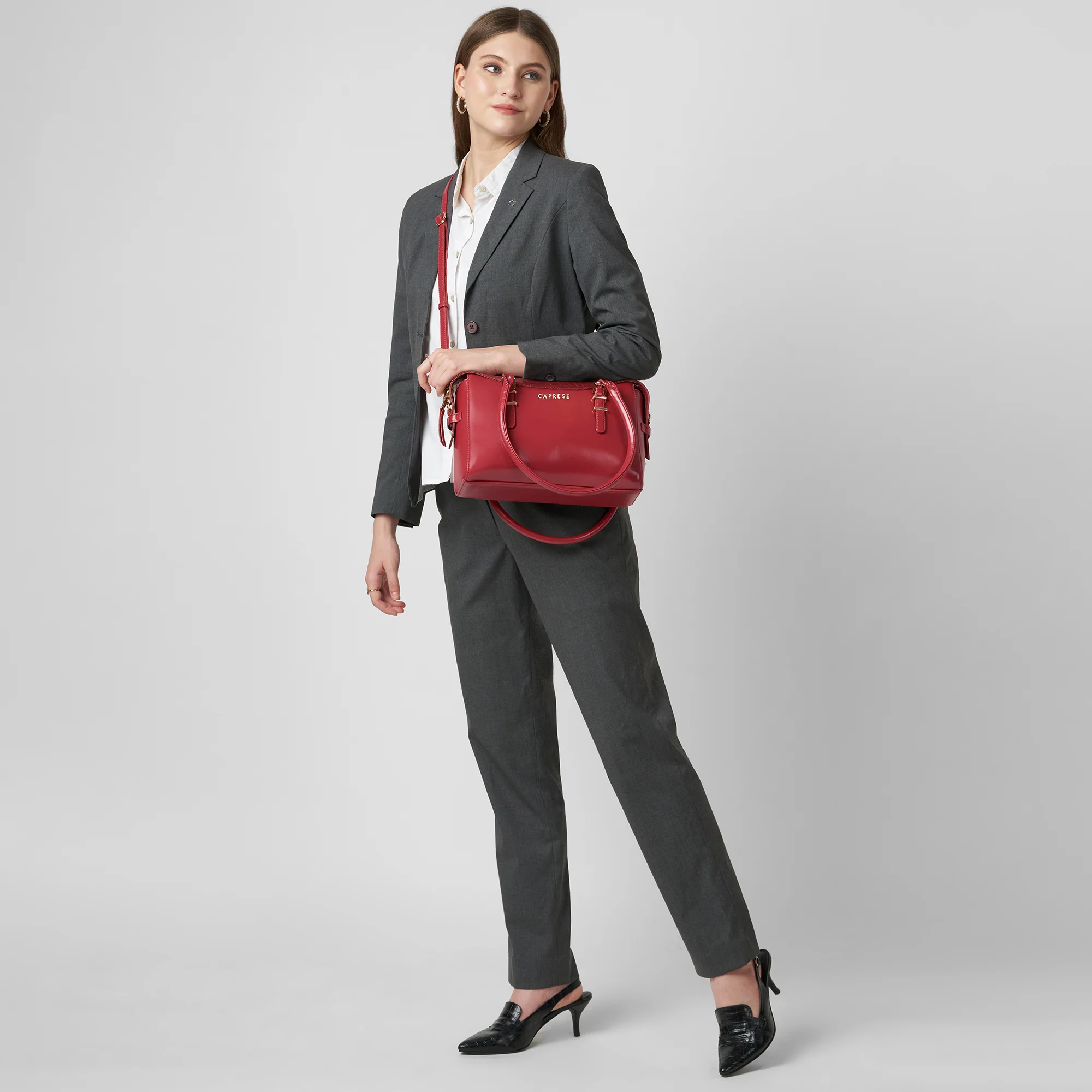 Caprese  Macie Small Cherry Lacquer Satchel Bag - Image 10