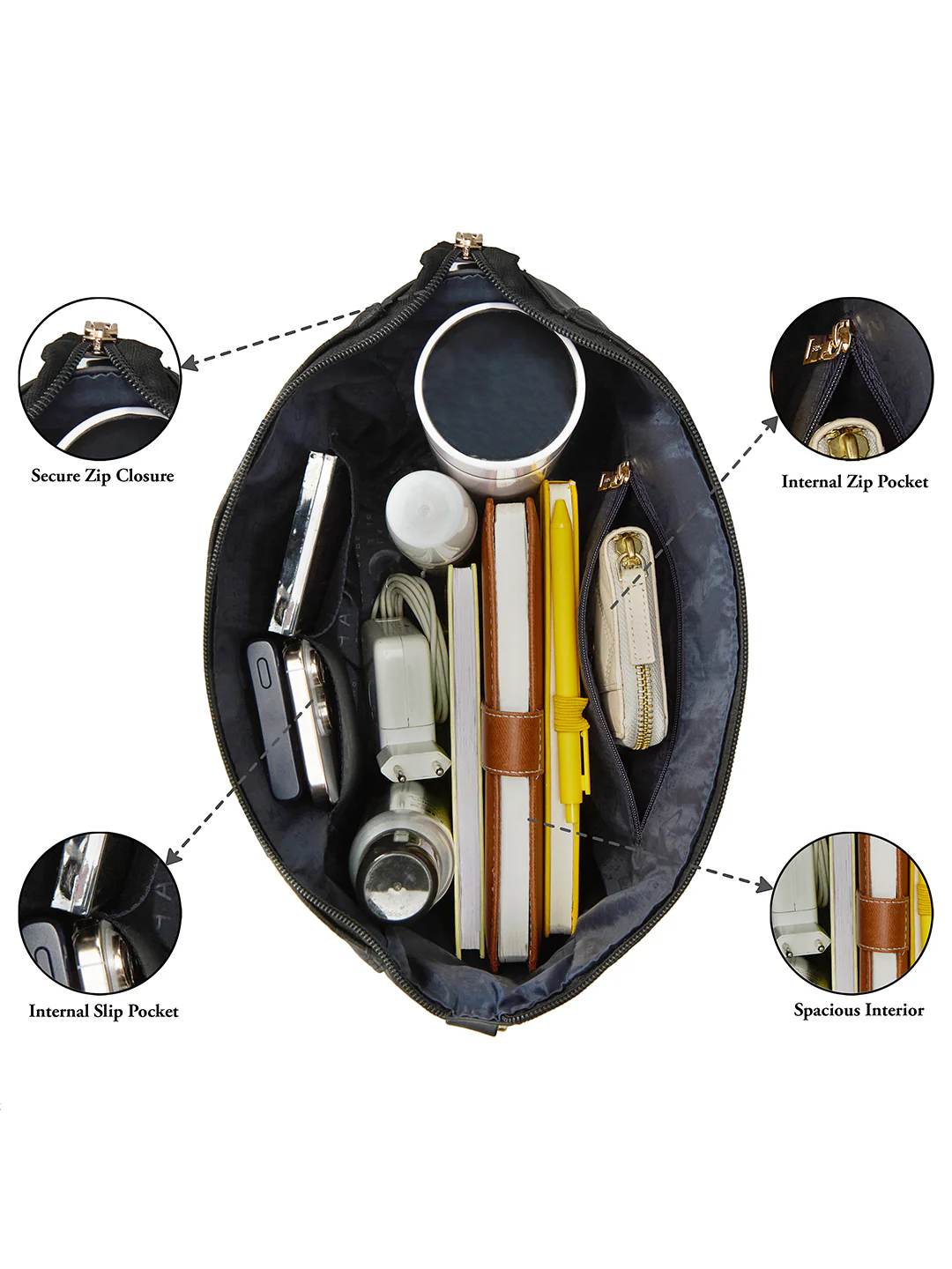 Caprese Maddy Medium Black Tote Bag - Image 12