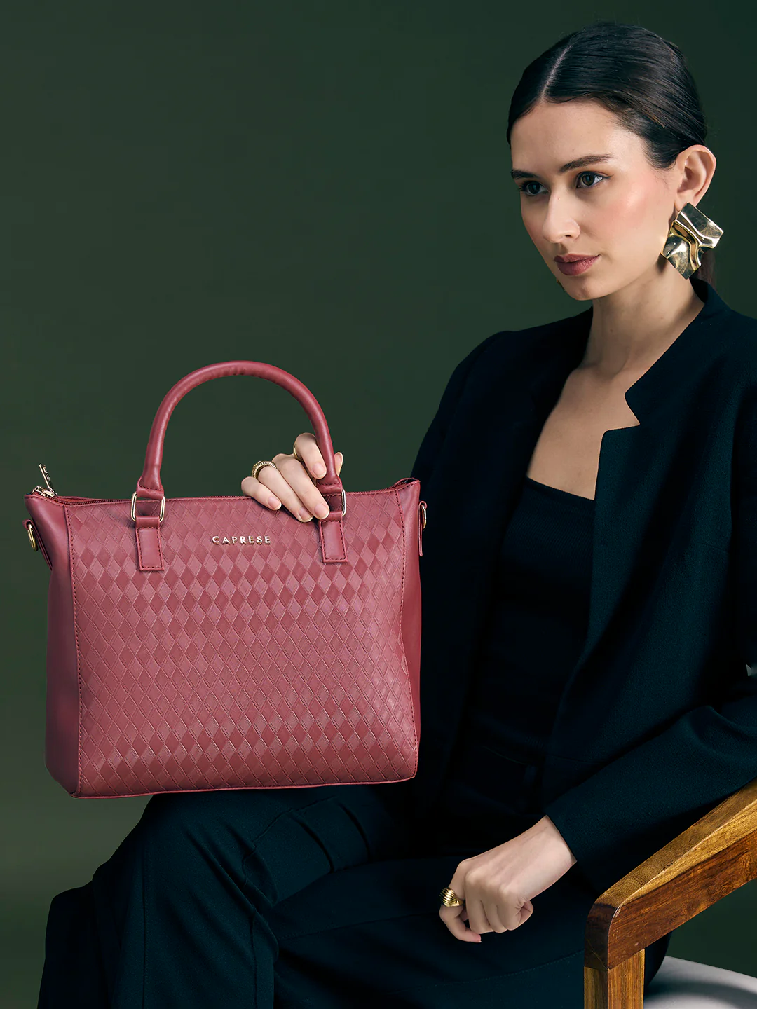 Caprese Maddy Medium Cherry Red Tote Bag - Image 11