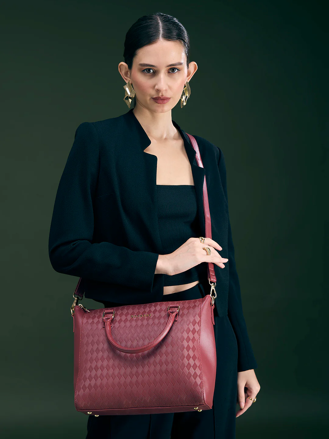 Caprese Maddy Medium Cherry Red Tote Bag - Image 9