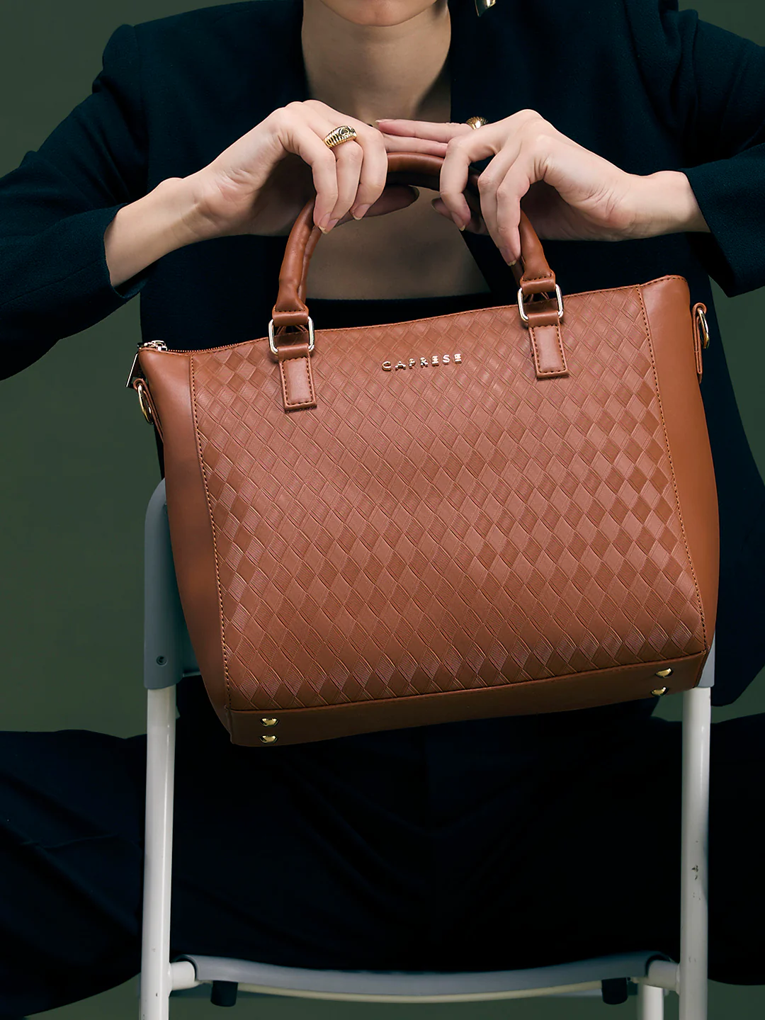 Caprese Maddy Medium Tan Tote Bag - Image 10