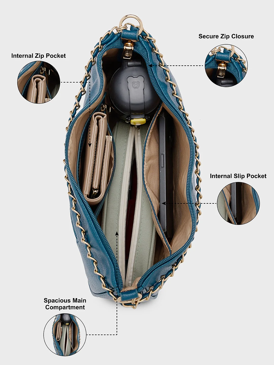 Caprese Maisie Large Teal Crossbody Bag - Image 5