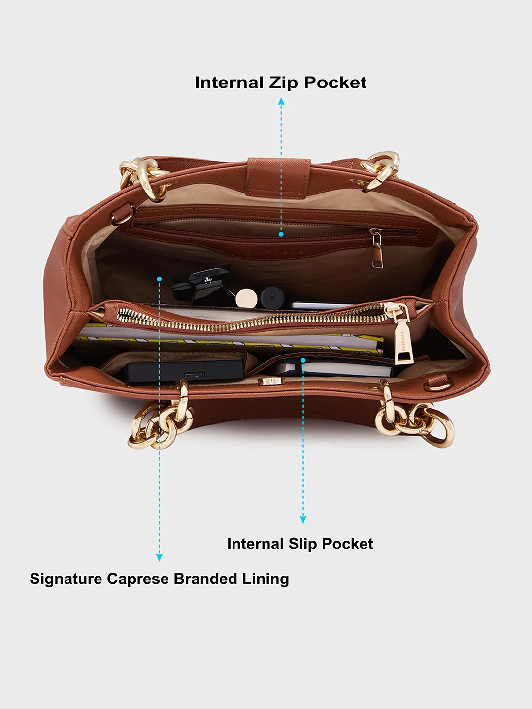 Caprese Maisie Medium Tan Tote Bag - Image 7
