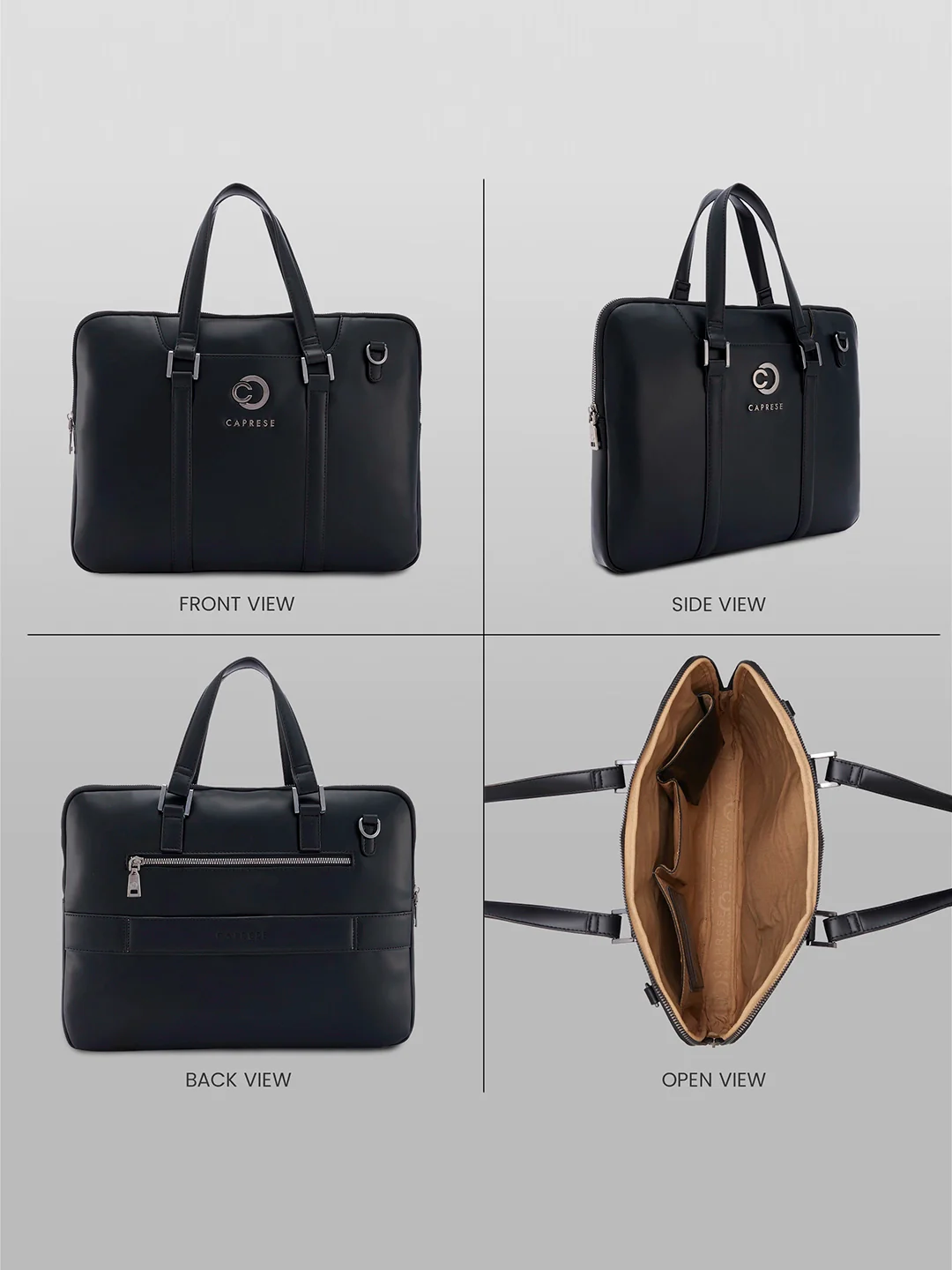 Caprese Malta Large Black Laptop Bag - Image 11
