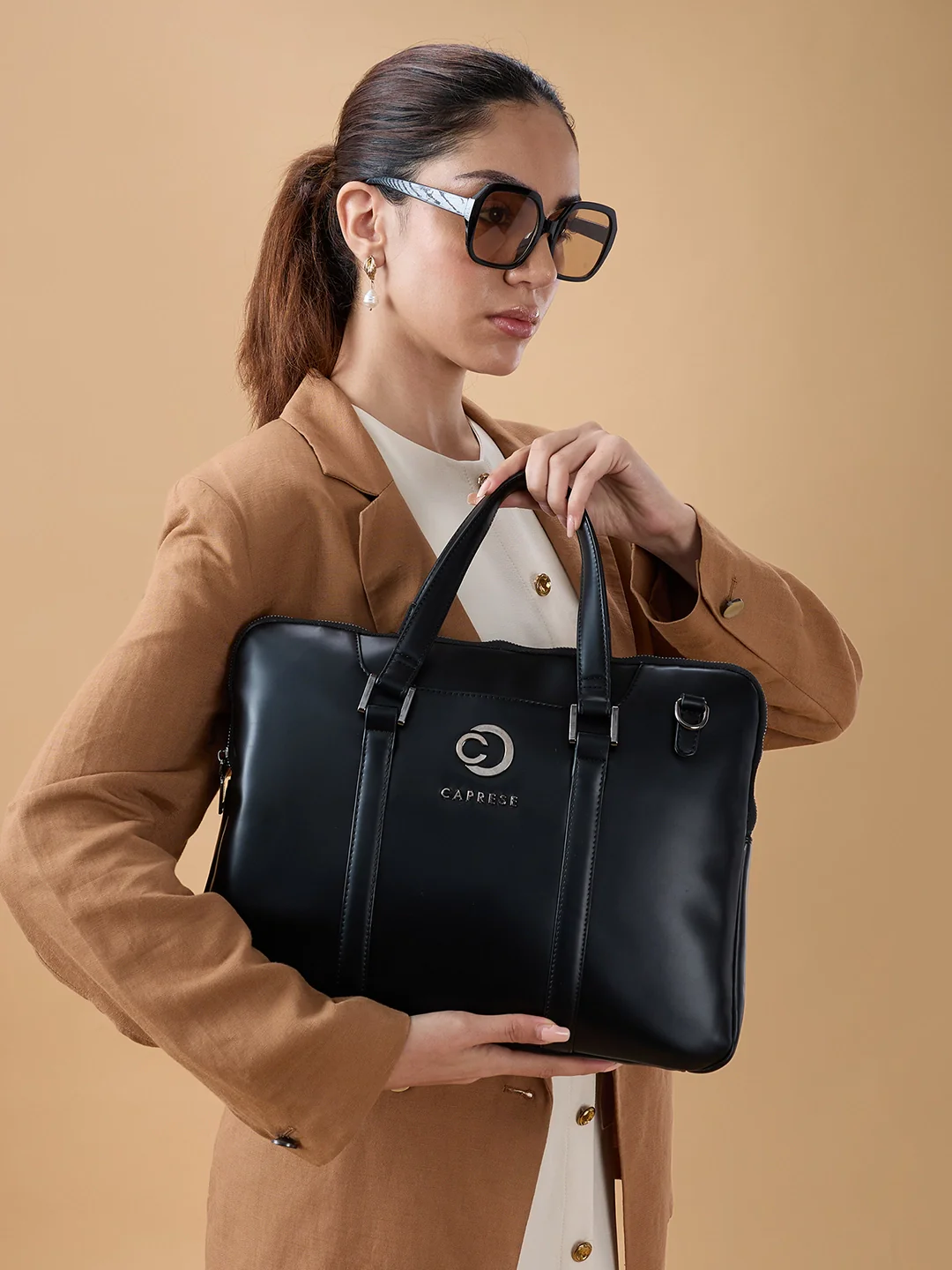 Caprese Malta Large Black Laptop Bag - Image 2