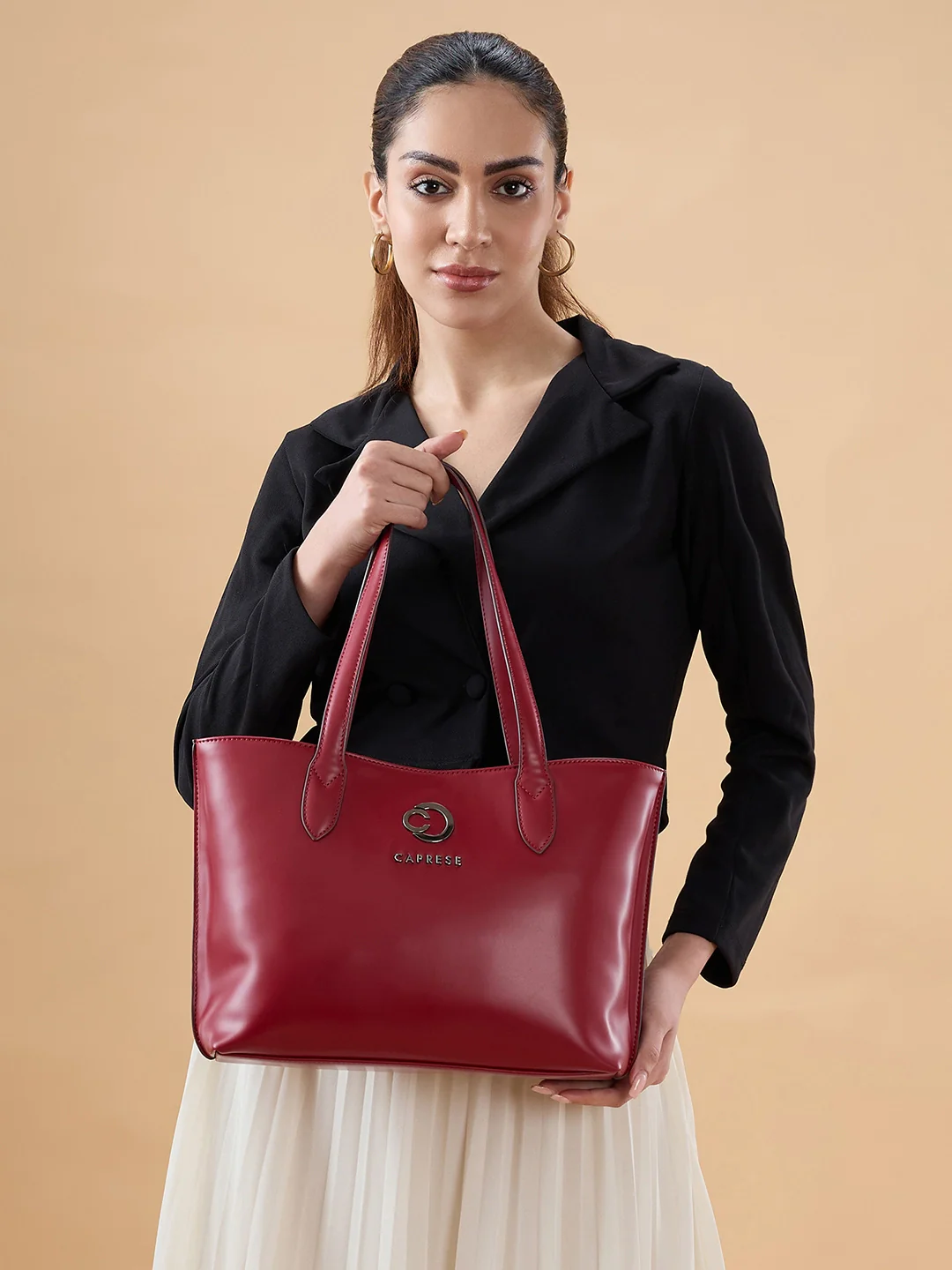 Caprese Malta Small Cherry Lacquer Satchel Bag - Image 10
