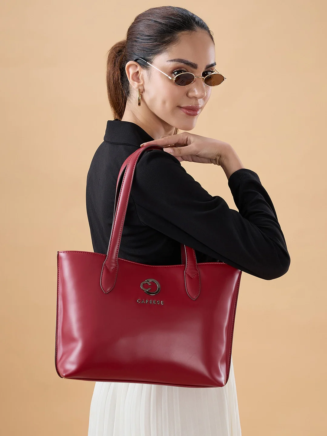 Caprese Malta Small Cherry Lacquer Satchel Bag - Image 2