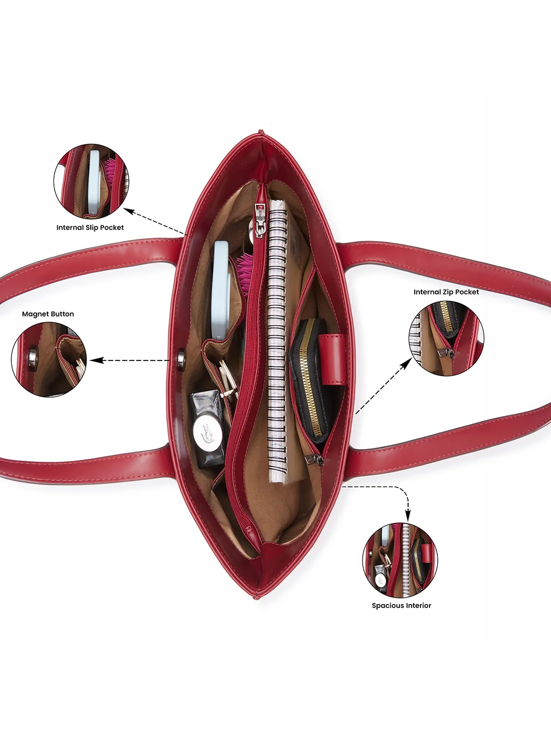 Caprese Malta Small Cherry Lacquer Satchel Bag - Image 4