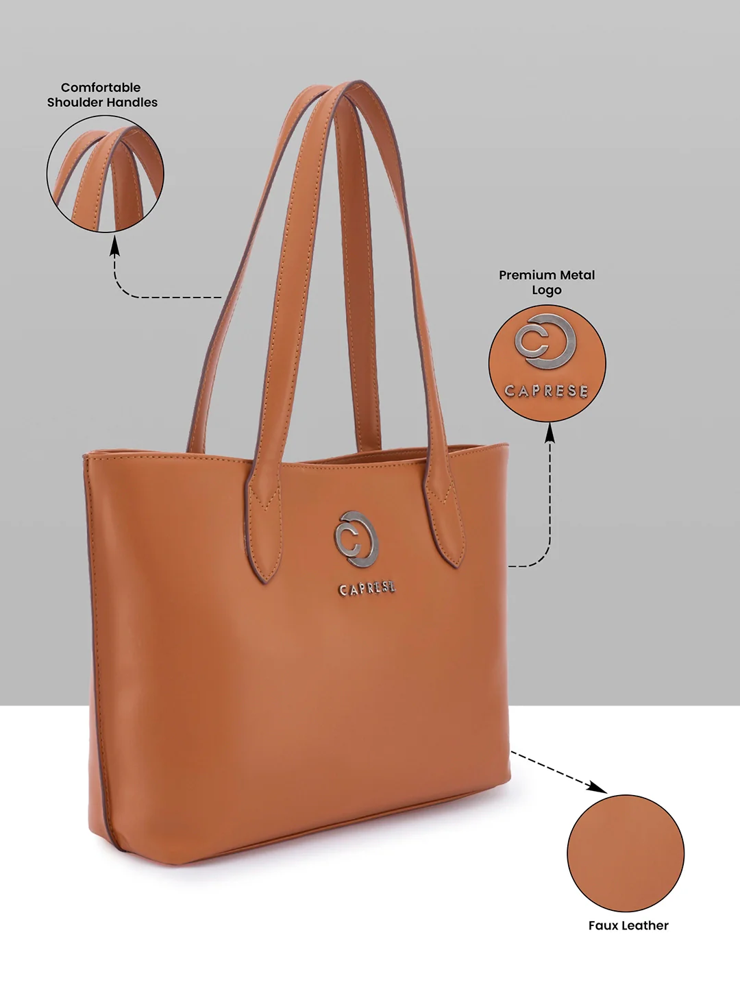 Caprese Malta Small Tan Satchel Bag - Image 3
