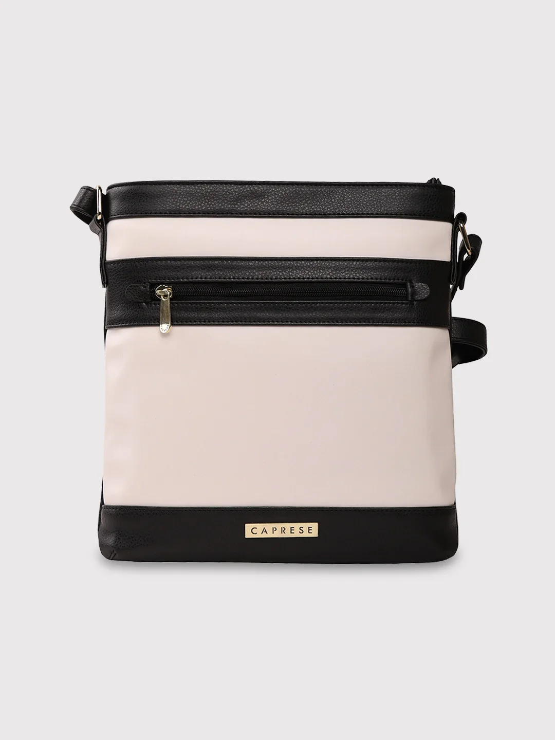 Caprese Marciano Medium Striped Black Sling Bag