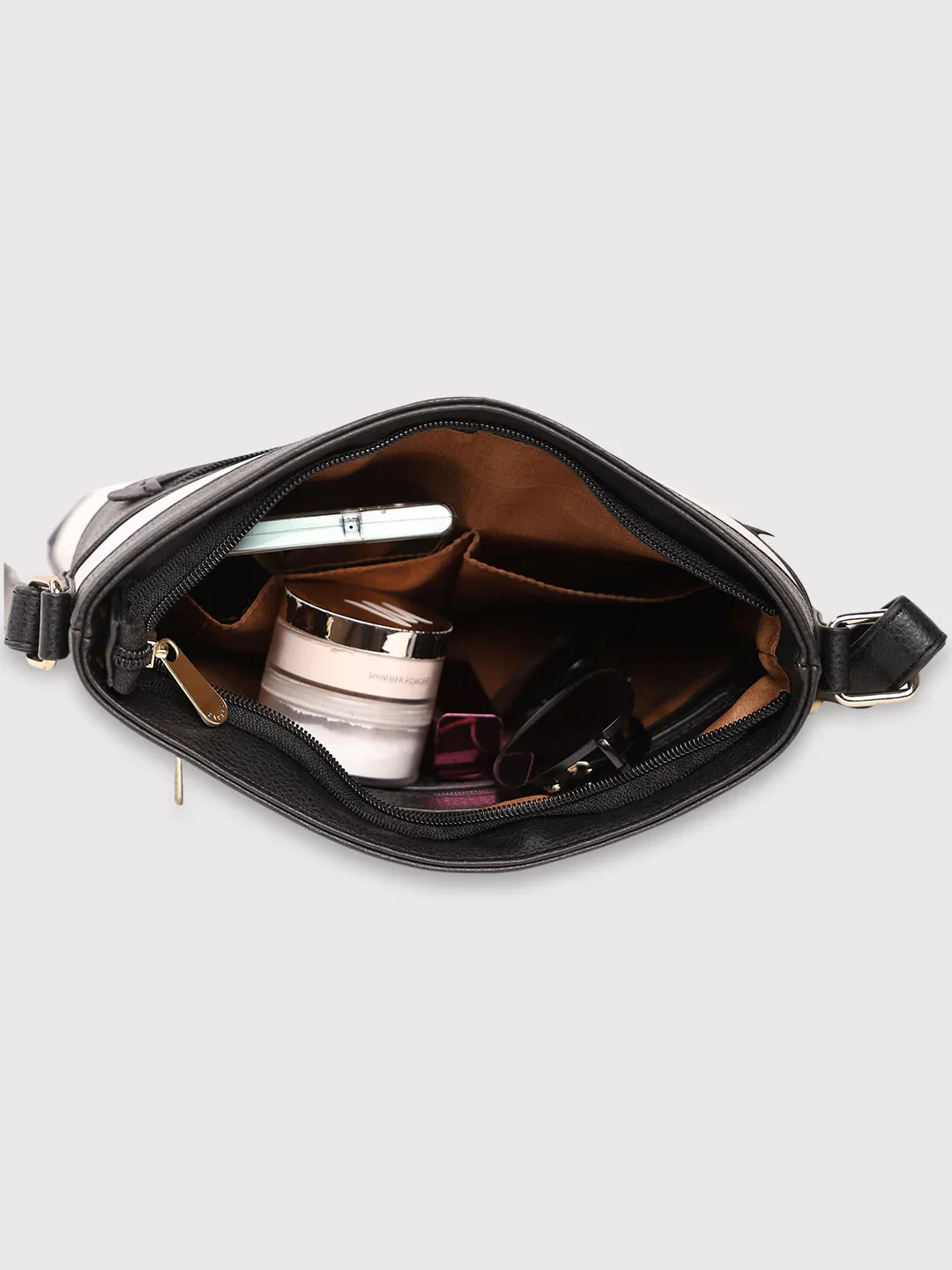 Caprese Marciano Medium Striped Black Sling Bag - Image 10