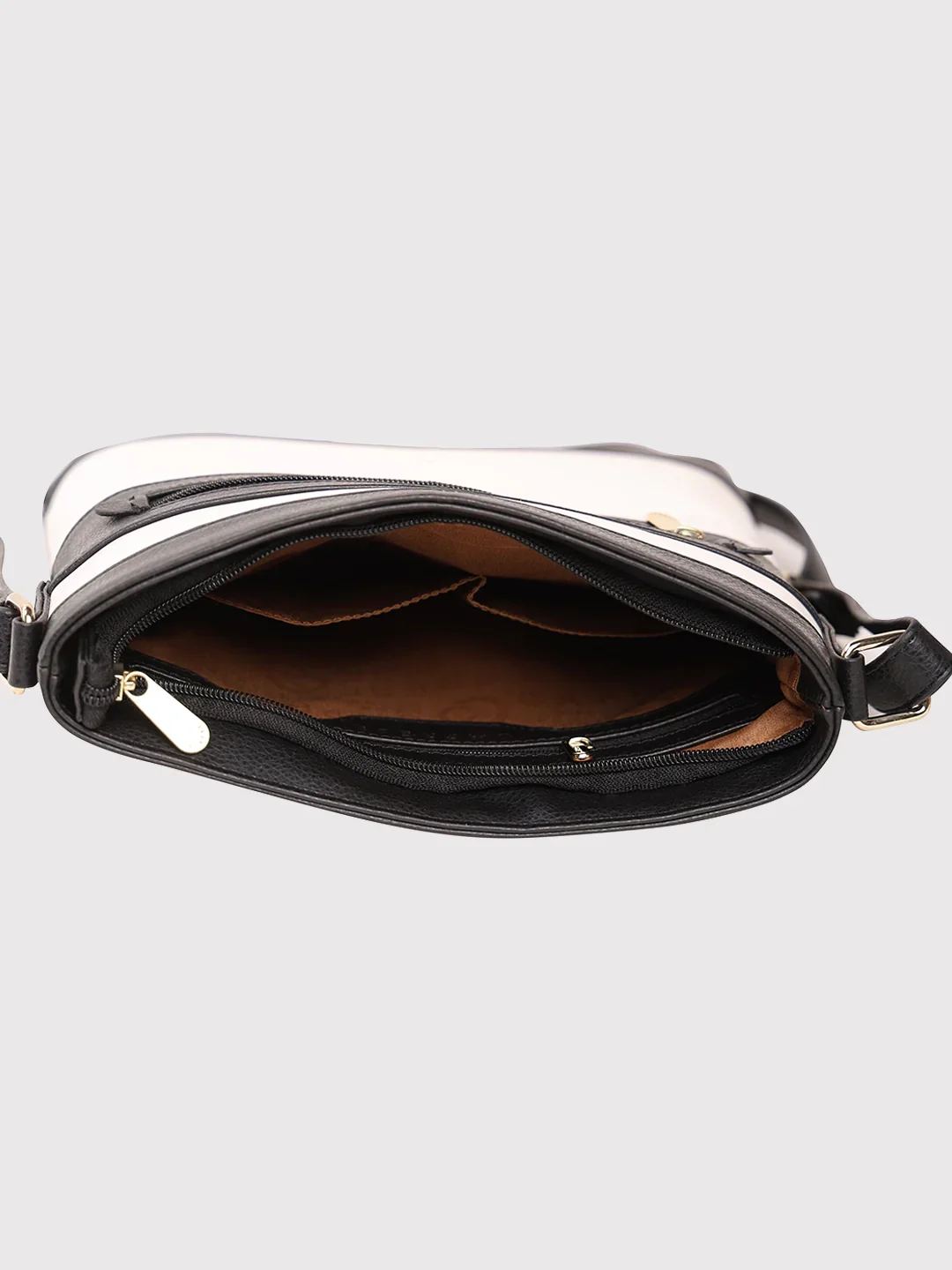 Caprese Marciano Medium Striped Black Sling Bag - Image 8