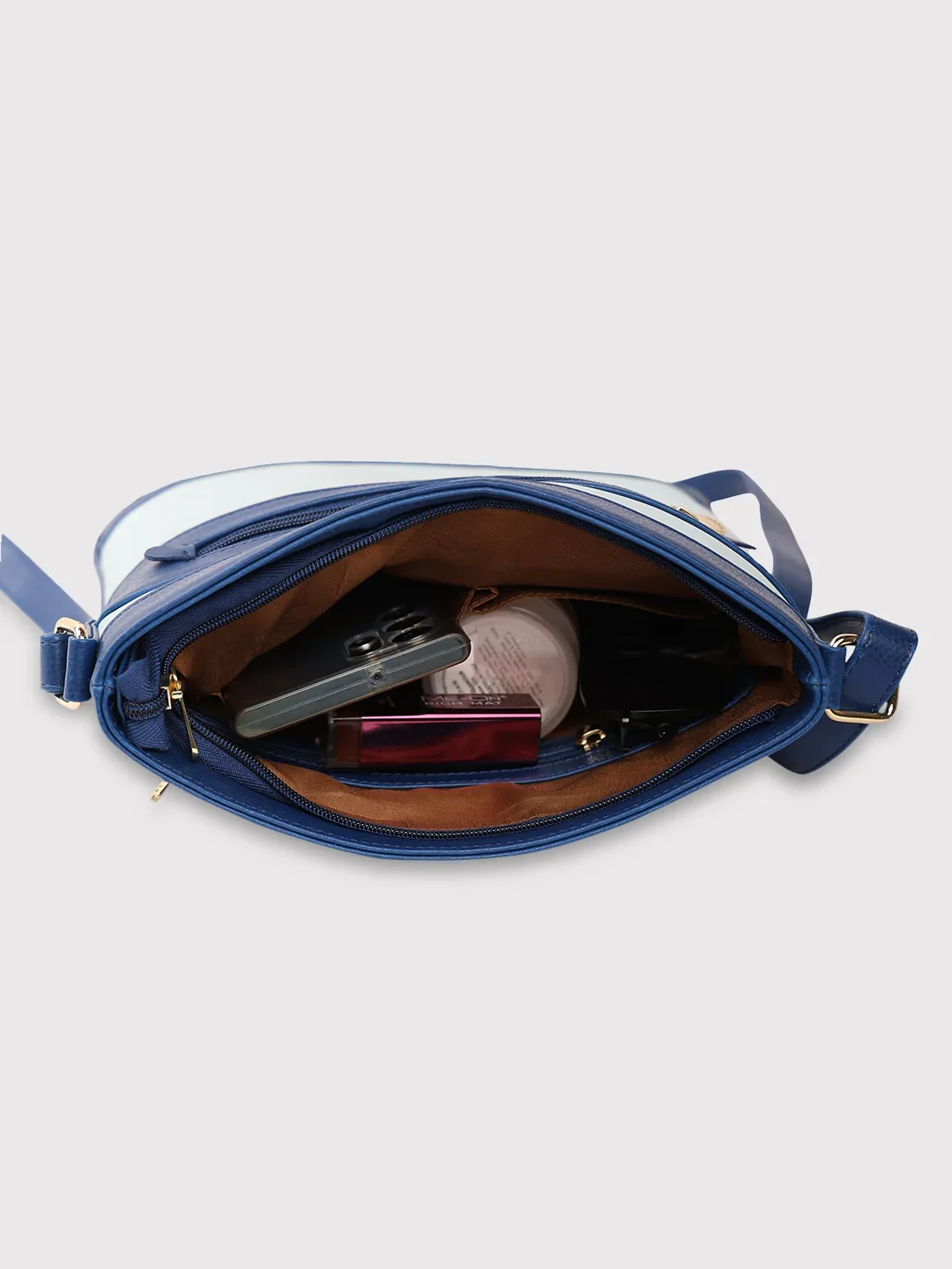 Caprese Marciano Medium Striped Navy Sling Bag - Image 10
