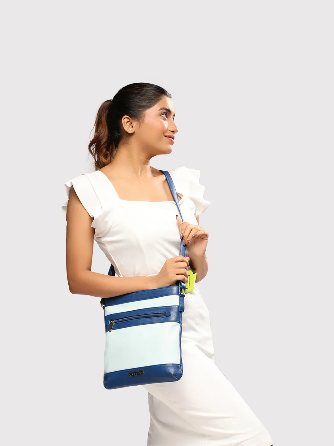 Caprese Marciano Medium Striped Navy Sling Bag - Image 12