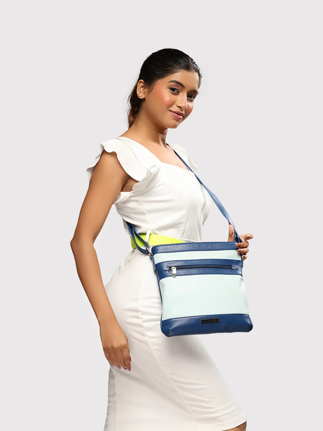 Caprese Marciano Medium Striped Navy Sling Bag - Image 13