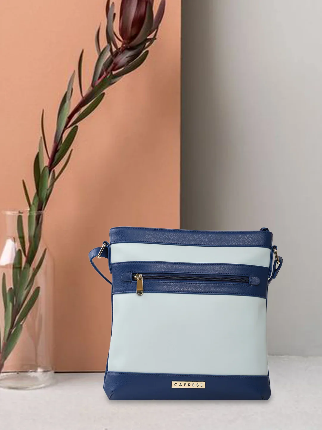 Caprese Marciano Medium Striped Navy Sling Bag - Image 2