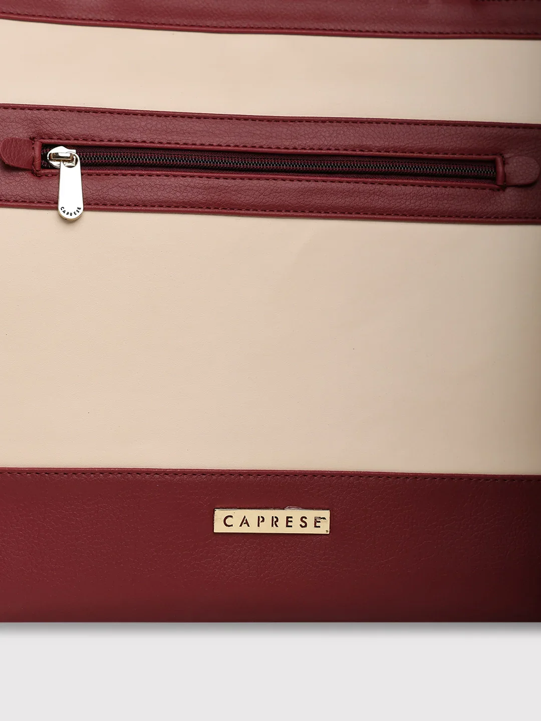 Caprese Marciano Medium Striped Maroon Tote Bag - Image 11