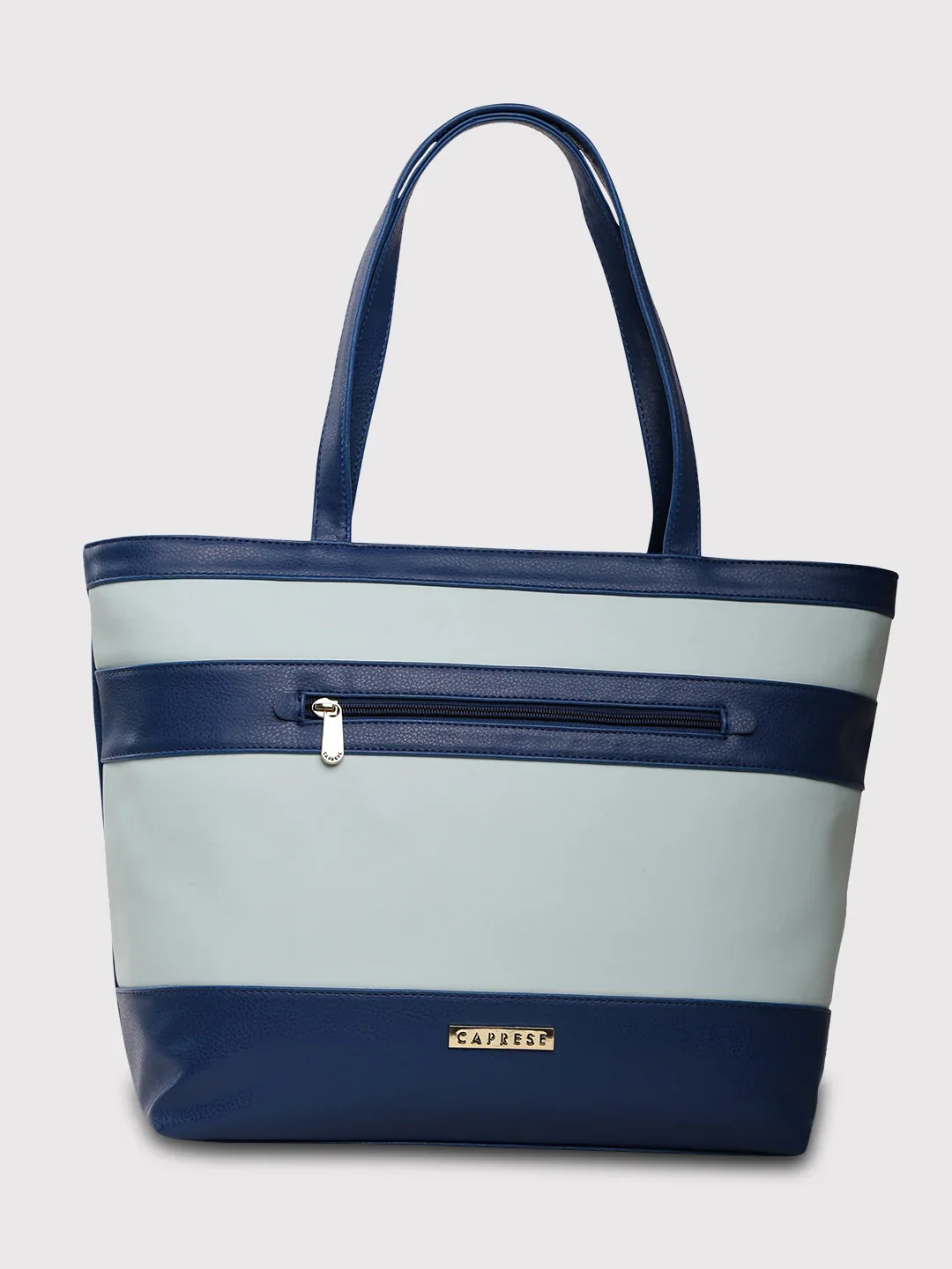 Caprese Marciano Medium Striped Navy Tote Bag