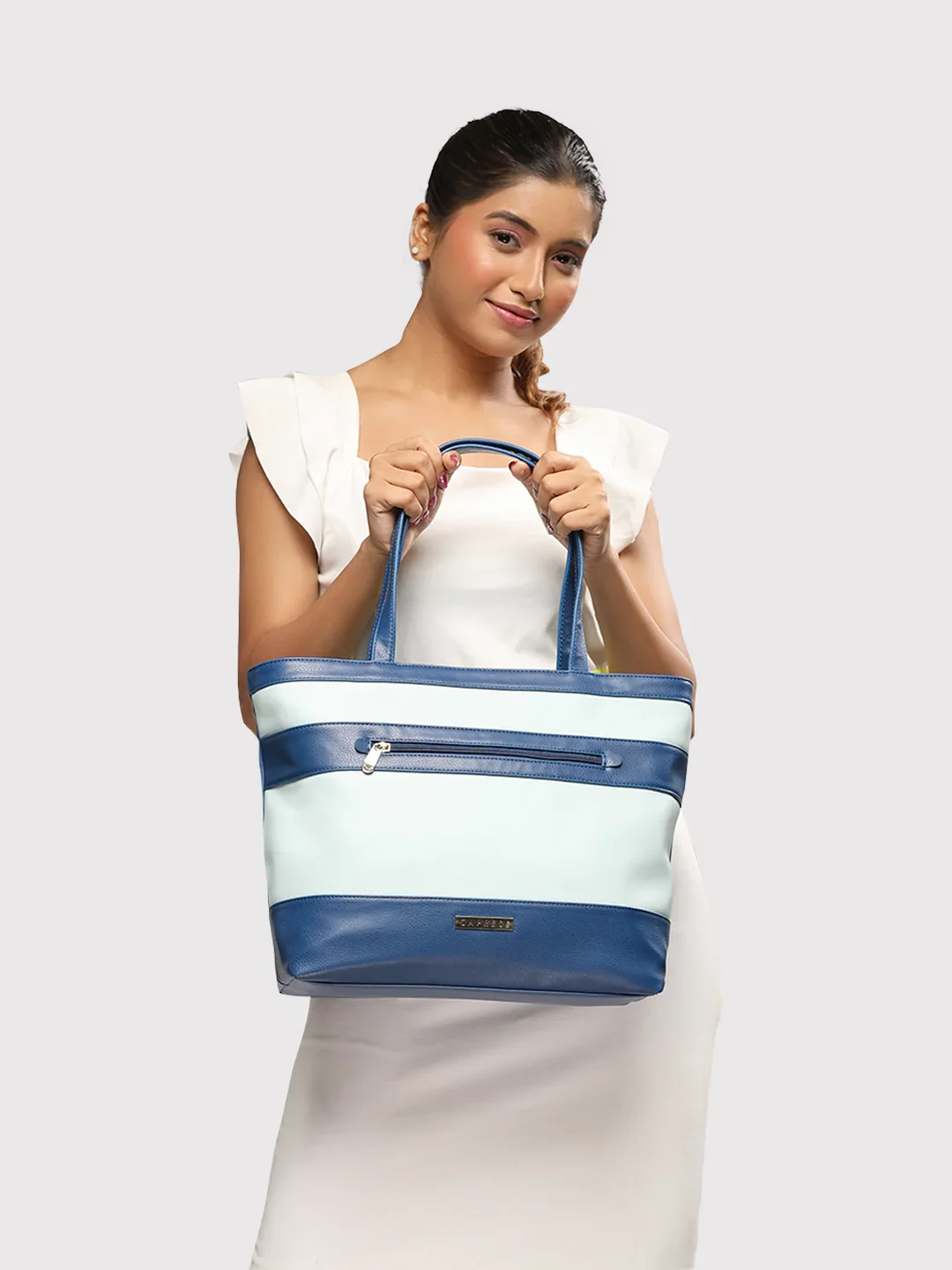 Caprese Marciano Medium Striped Navy Tote Bag - Image 13