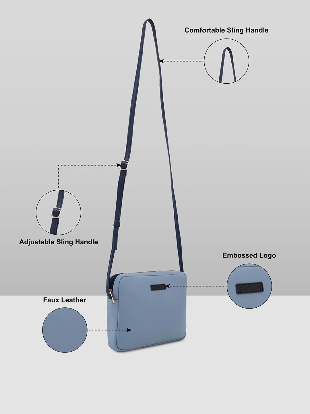 Caprese Maree Small Powder Blue Sling Bag - Image 6