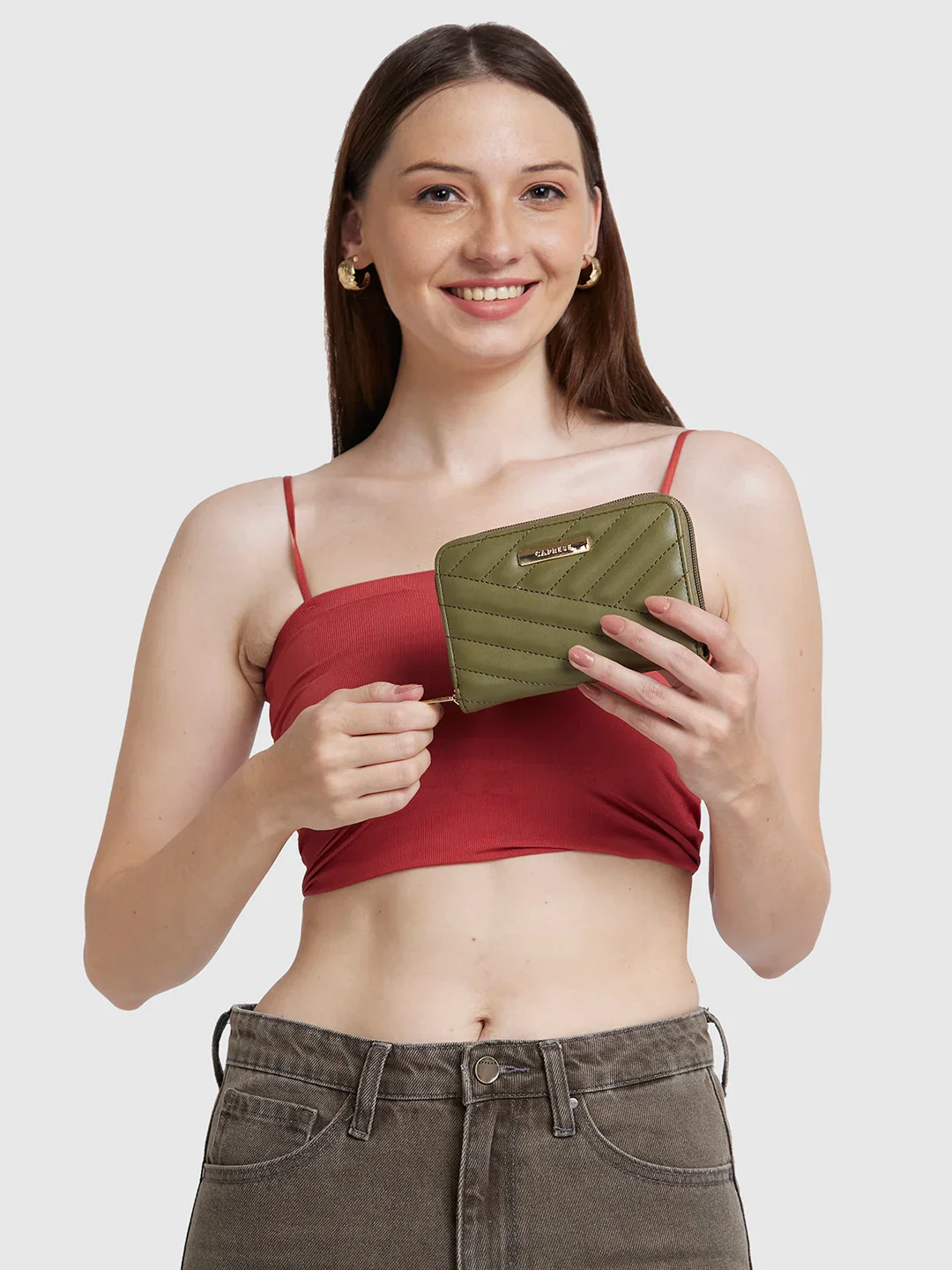 Caprese Mareeya Large Olive Wallet - Image 3