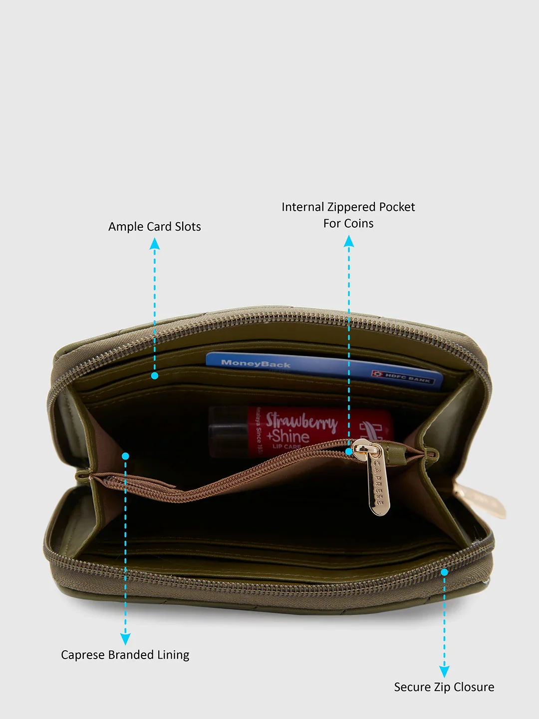 Caprese Mareeya Large Olive Wallet - Image 6