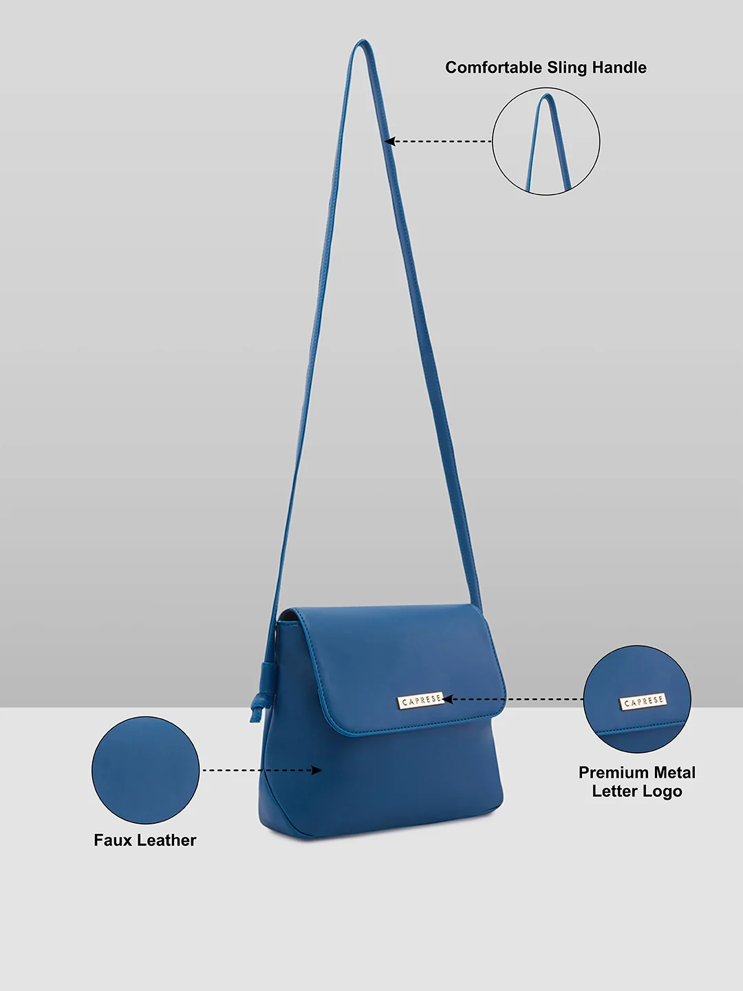 Caprese Margate Small Blue Sling Bag - Image 3