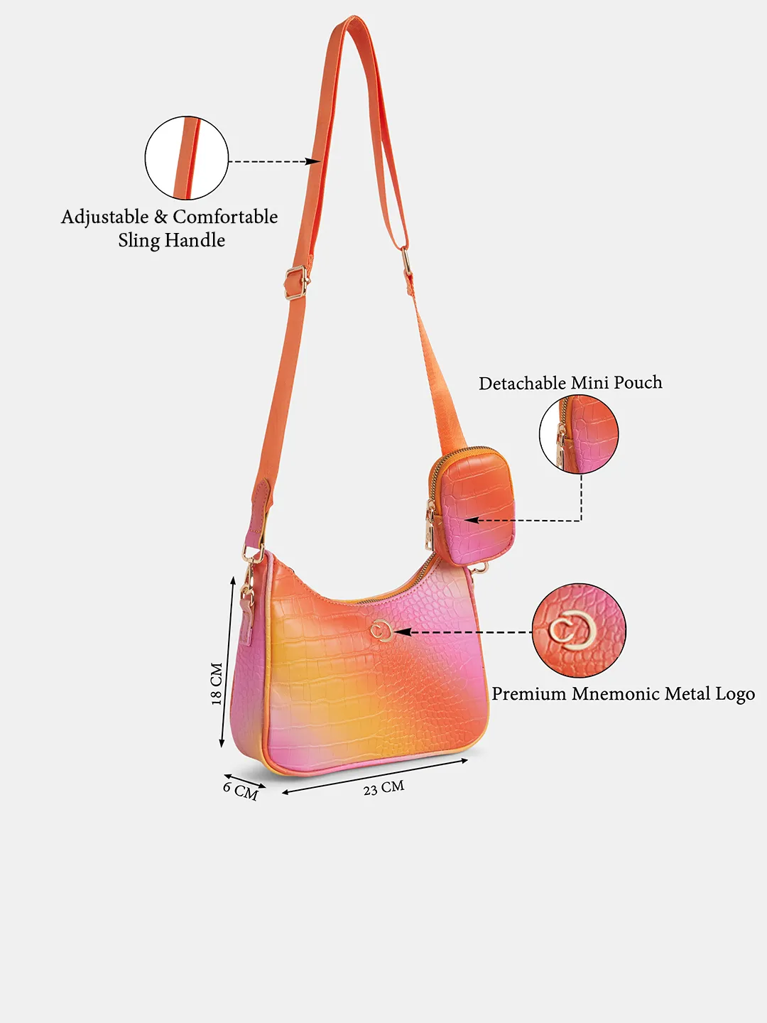 Caprese Marilyn Medium Coral Sling Bag - Image 8