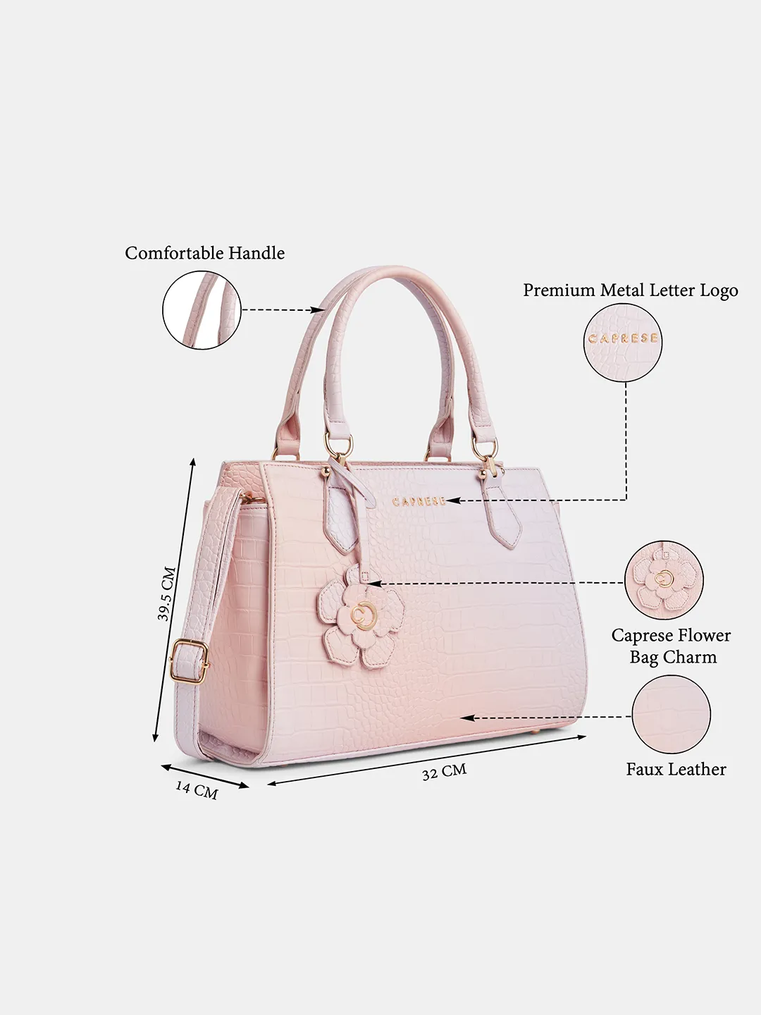 Caprese Marilyn Medium Peach Satchel Bag - Image 8