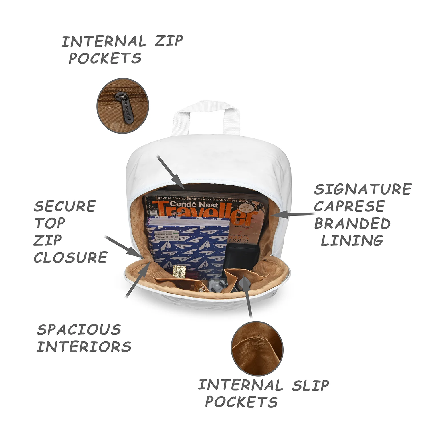 Caprese Mars Large Cream Backpack - Image 7