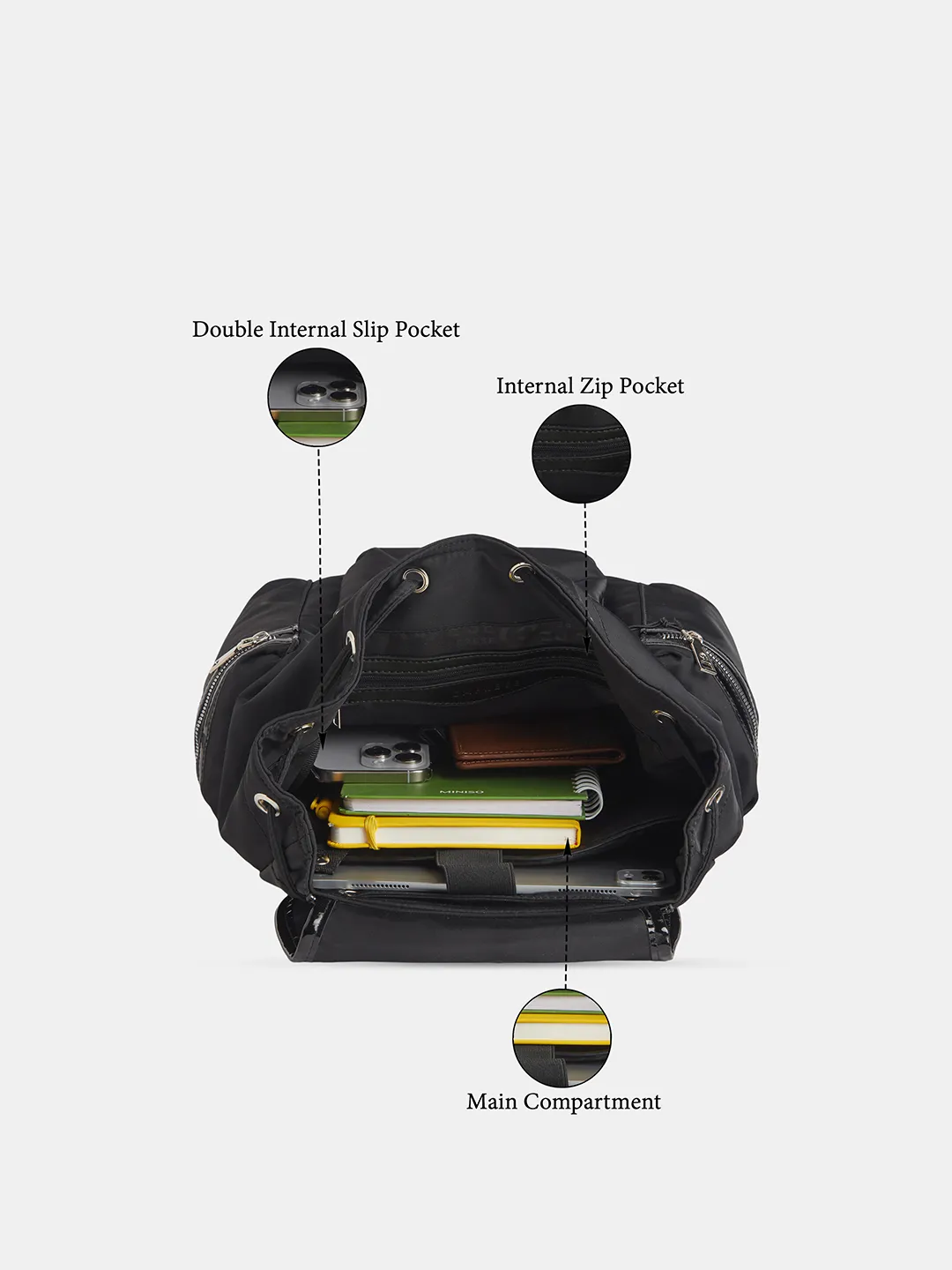 Caprese Mars Medium Black Laptop Backpack - Image 7