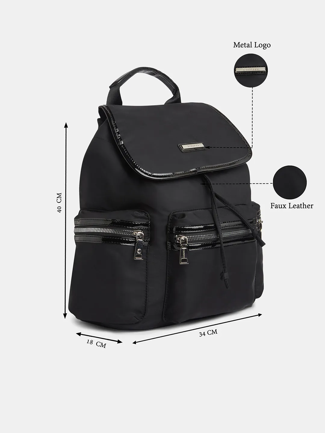 Caprese Mars Medium Black Laptop Backpack - Image 8