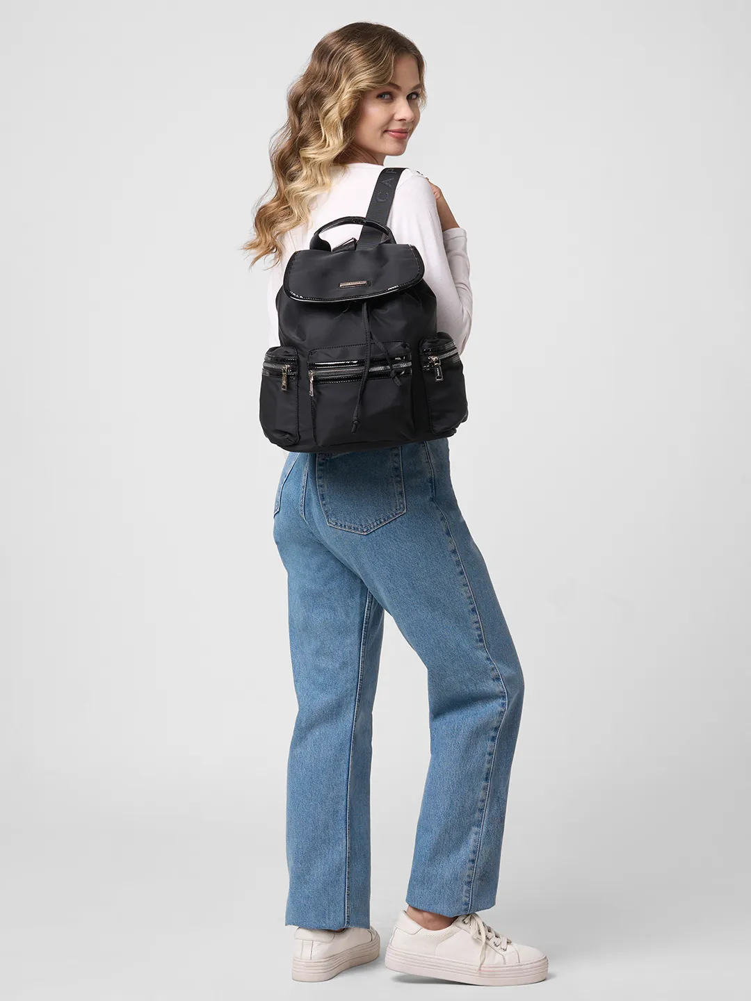 Caprese Mars Medium Black Laptop Backpack - Image 9