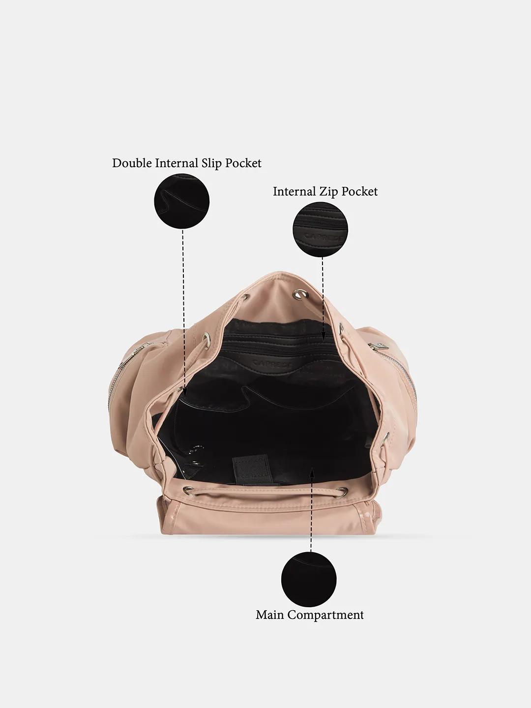 Caprese Mars Medium Powder Pink Laptop Backpack - Image 7