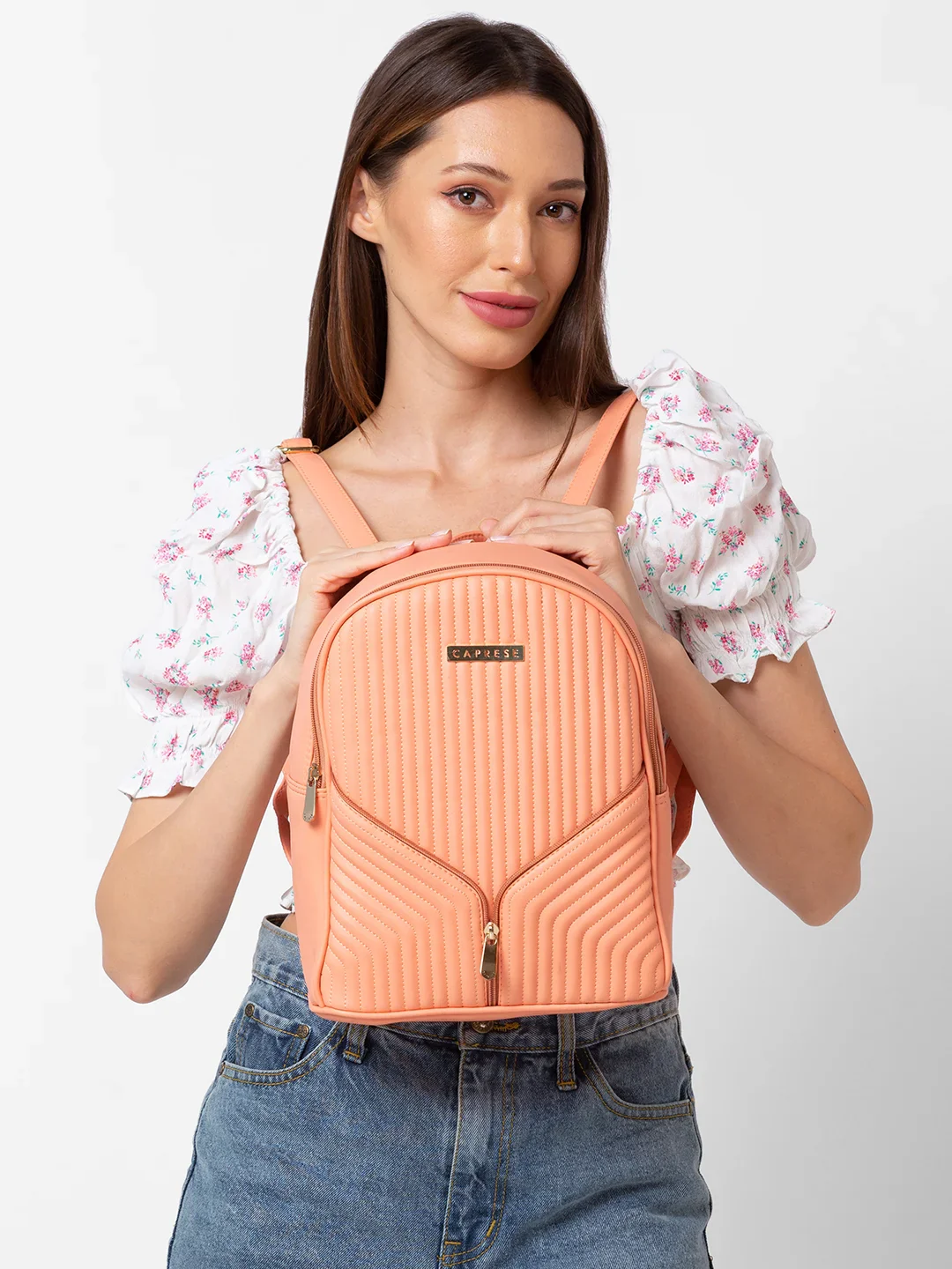 Caprese Marvel Medium Coral Backpack - Image 3