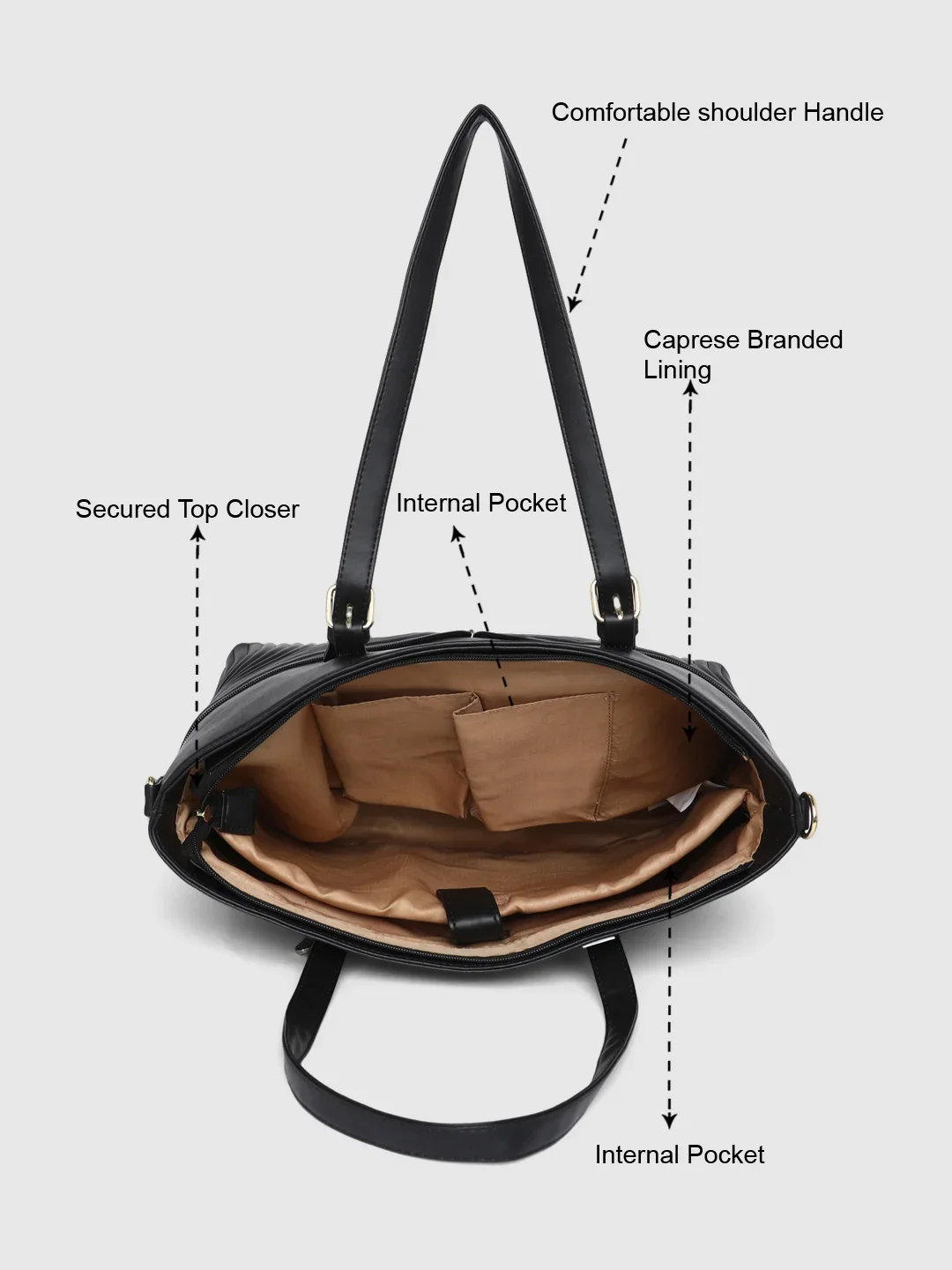 Caprese Marvel Large Black Laptop Tote Bag - Image 7