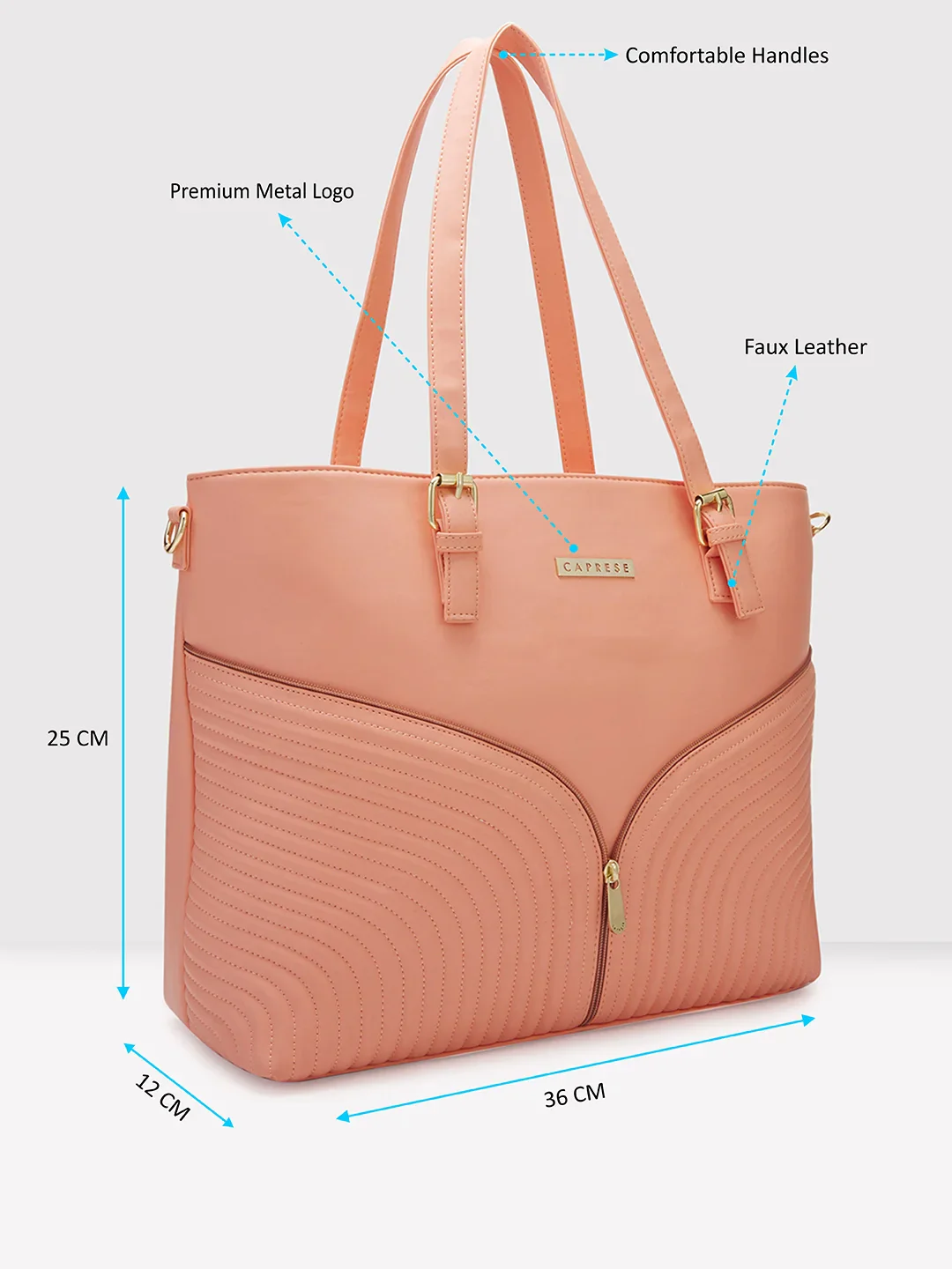 Caprese Marvel Large Coral Laptop Tote Bag - Image 6