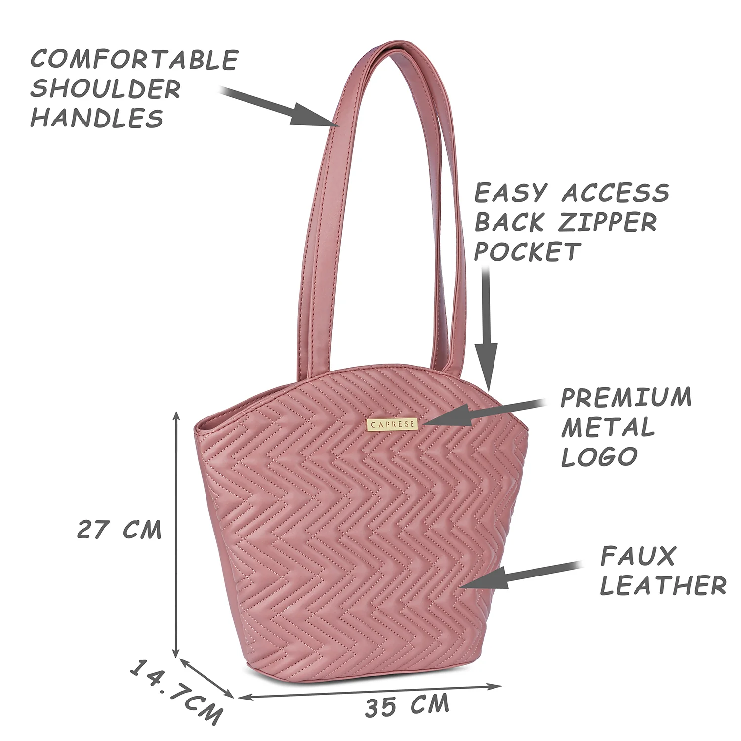 Caprese Mavis Medium Rose Tote Bag - Image 4