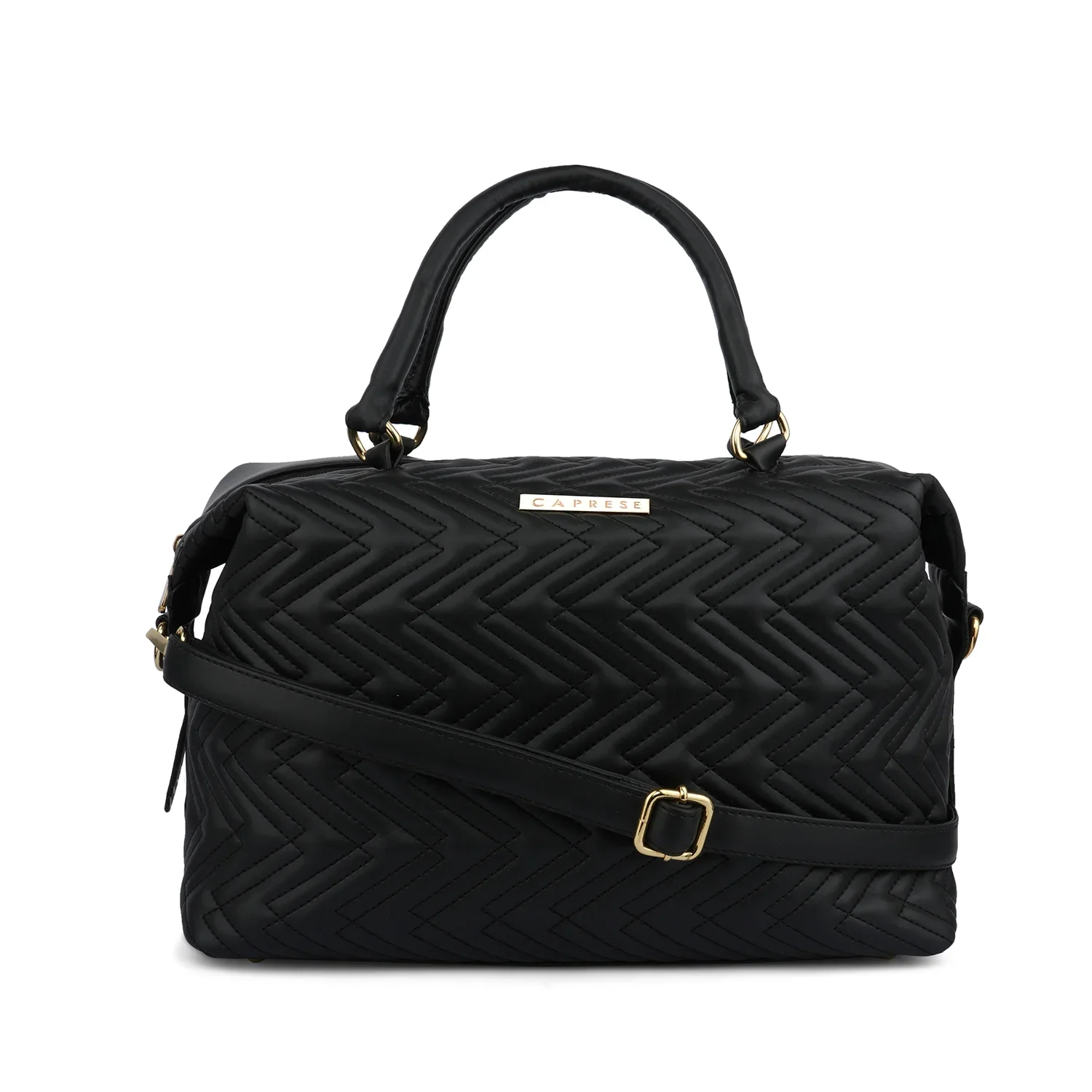 Caprese Mavis Medium Black Satchel Bag