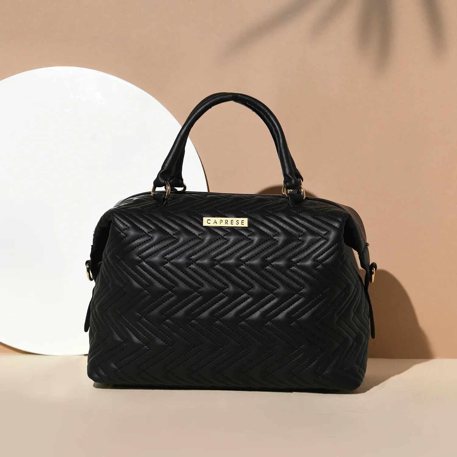 Caprese Mavis Medium Black Satchel Bag - Image 2