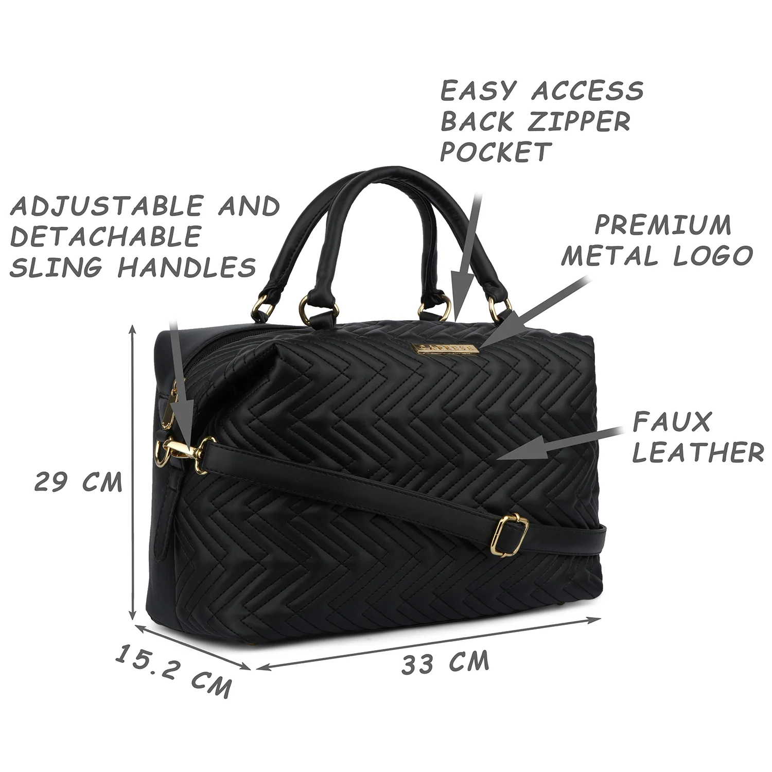 Caprese Mavis Medium Black Satchel Bag - Image 9