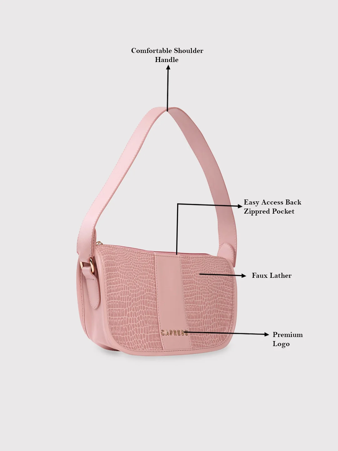 Caprese May Medium Blush Baguette Bag - Image 10