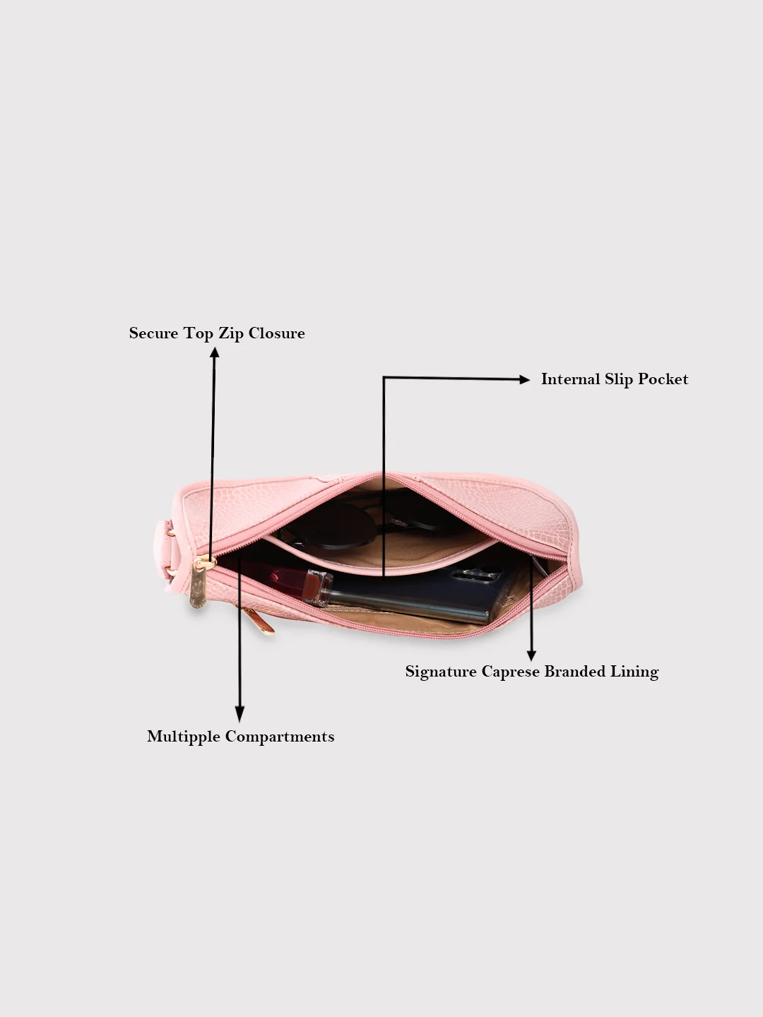 Caprese May Medium Blush Baguette Bag - Image 8