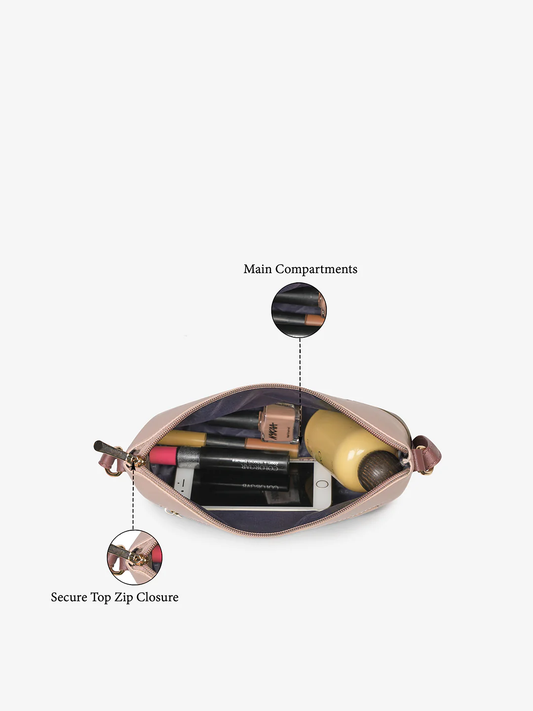 Caprese Mazie Large Pink & Blush Sling Bag - Image 7